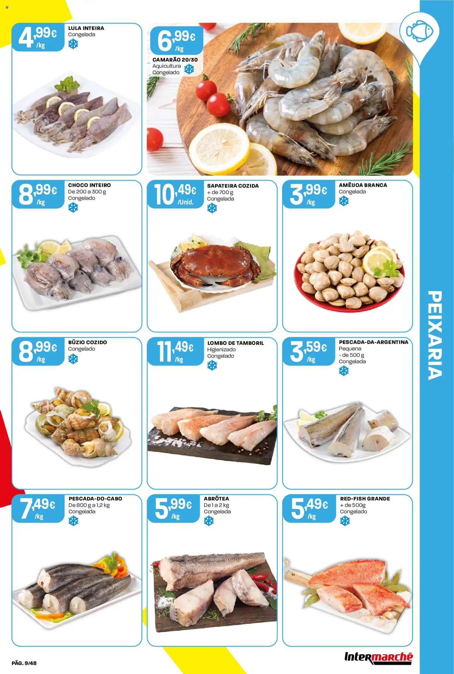 Intermarché folheto │ válido de 08/10/2026 | Página: 9 | Produtos: Camarão, Lombo, Tamboril, Sapateira