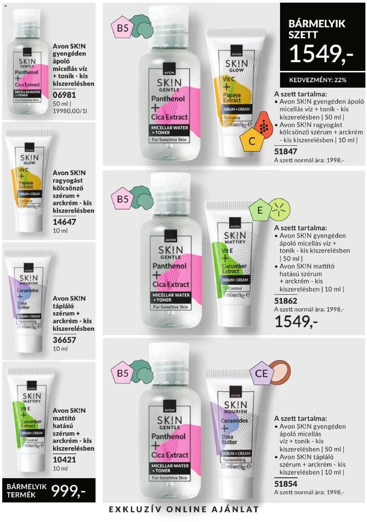 Avon akciós ujság - amely érvényes a következő dátumtól: 2026.09.01. | Oldal: 211 | Termékek: Tonik, Micellás víz, Arckrém, Szérum