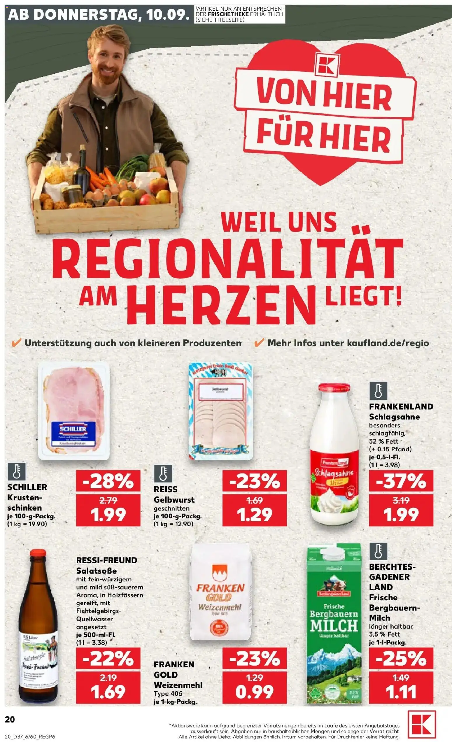 Prospekt Kaufland ab 07.09.2026 » Angebote Online zum Blättern | Seite: 29 | Produkte: Schlagsahne, Milch, Weizenmehl, Schinken