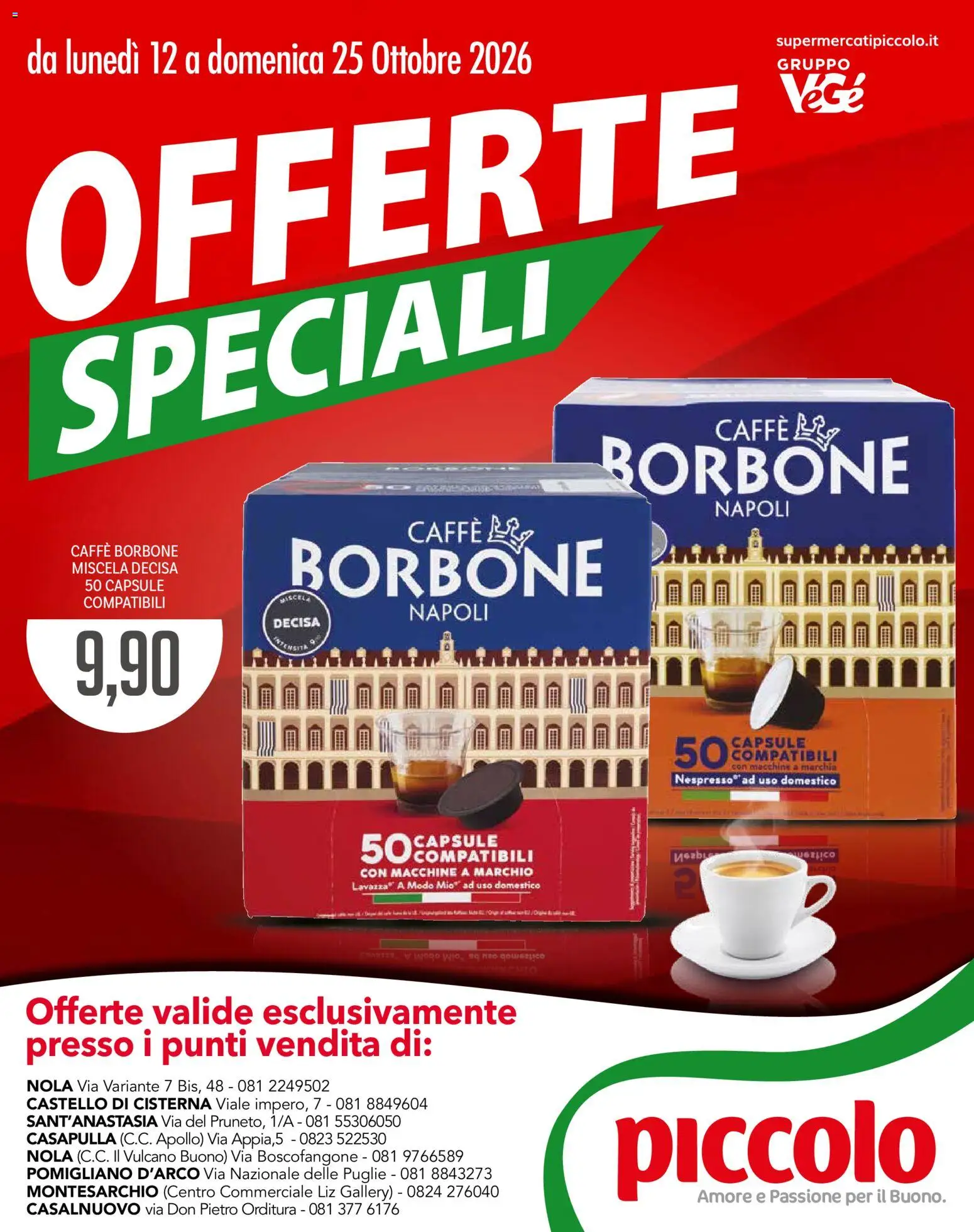 Volantino Piccolo del 12/10/2026 | Pagina: 1 | Prodotti: Caffè, Lavazza, Borbone