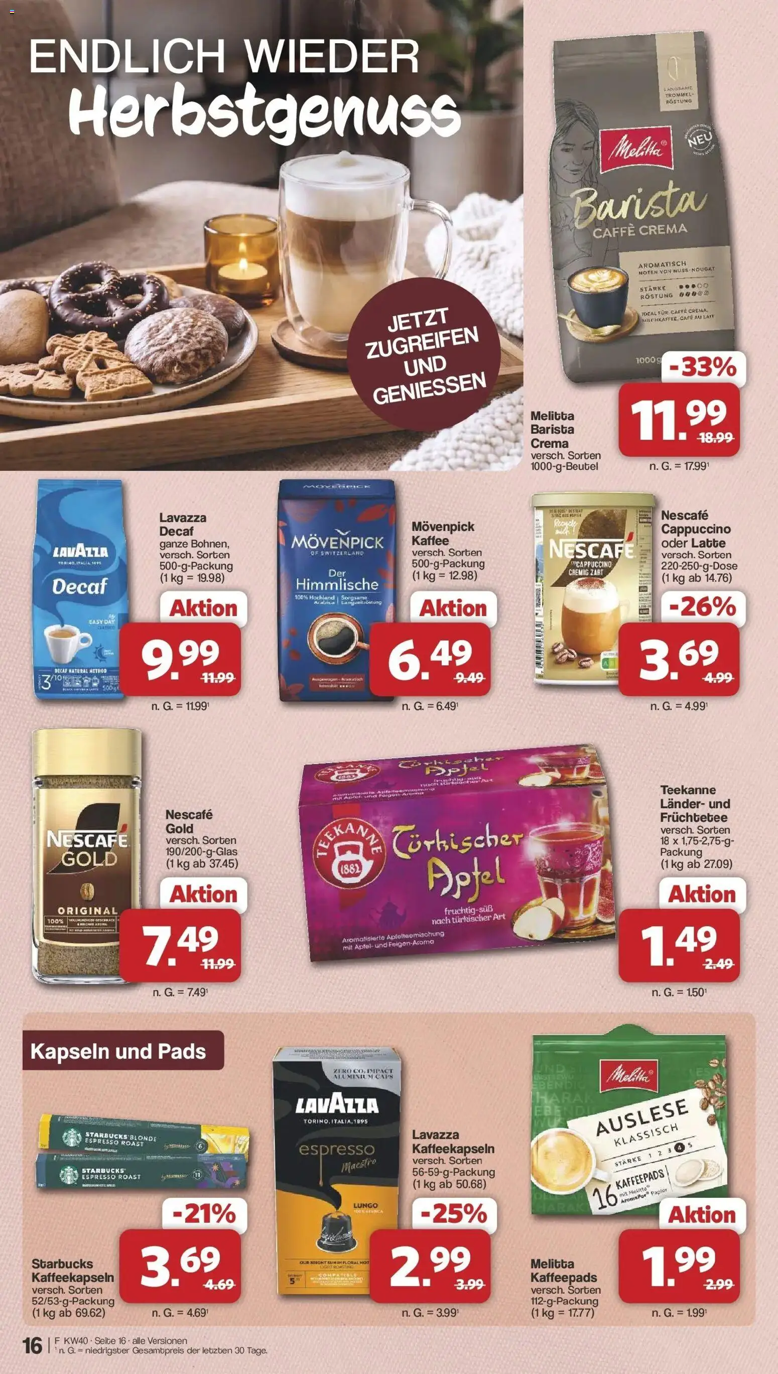 Famila Nordwest - Famila: Wochenangebote (ab 28.09.2026) zum Blättern | Seite: 16 | Produkte: Kaffeepads, Starbucks, Teekanne, Nescafe gold