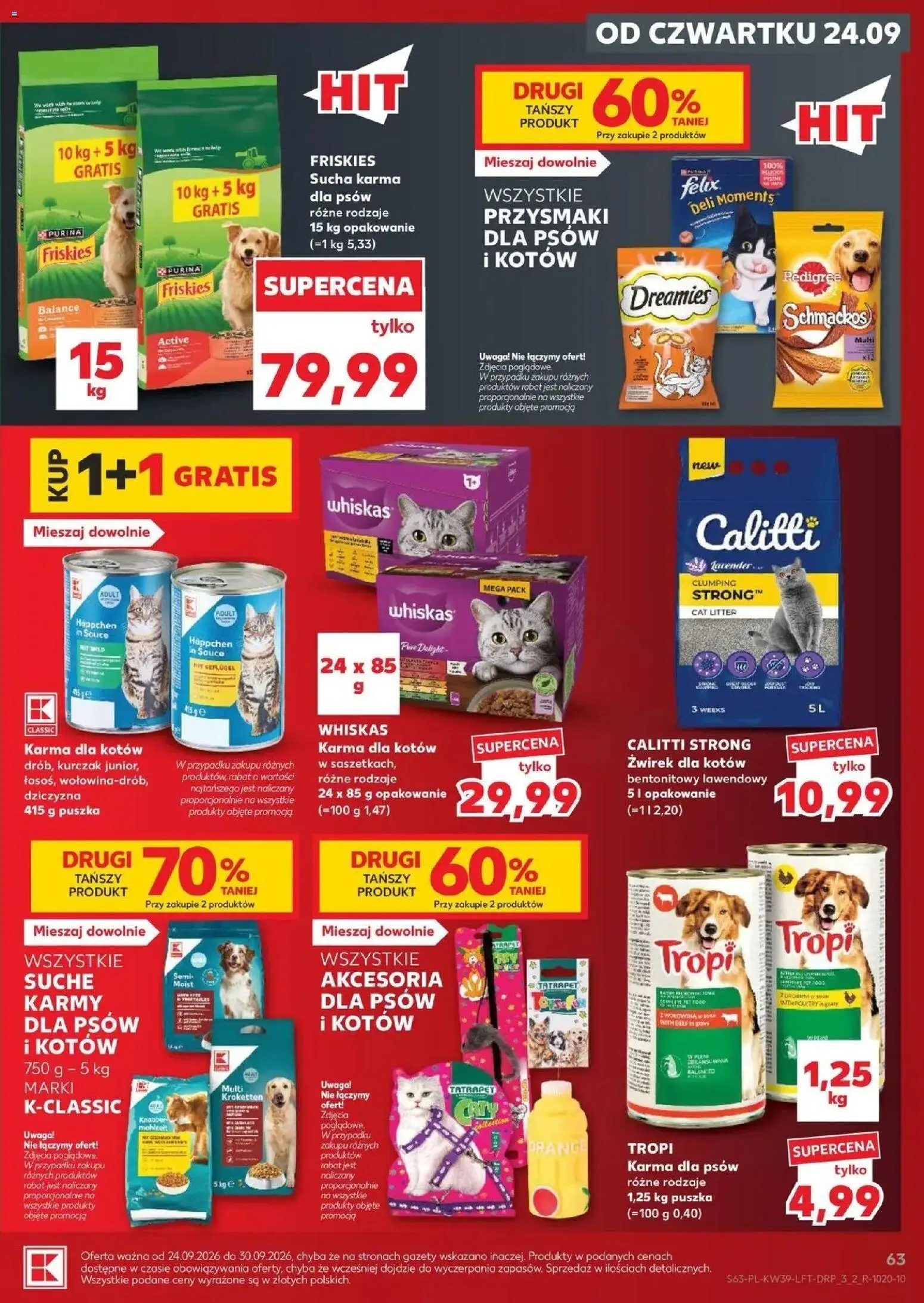 Kaufland gazetka od 24.09.2026 | Strona: 63 | Produkty: Kurczak, Pedigree, Karma dla kotów, Karma dla psów