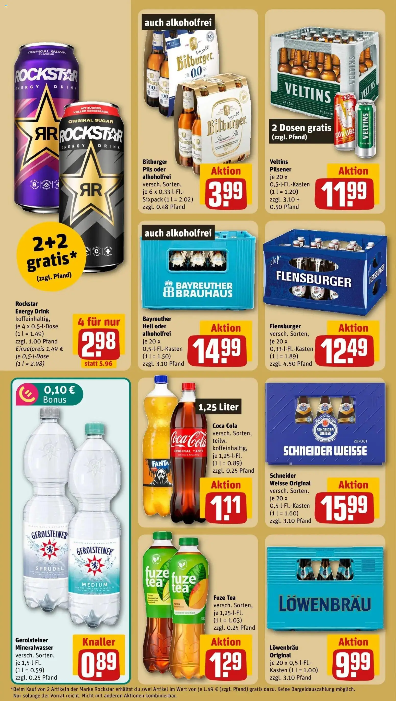 REWE Prospekt ab 07.09.2026 zum Blättern » Angebote | Seite: 16 | Produkte: Rockstar energy, Cola, Rockstar, Pils