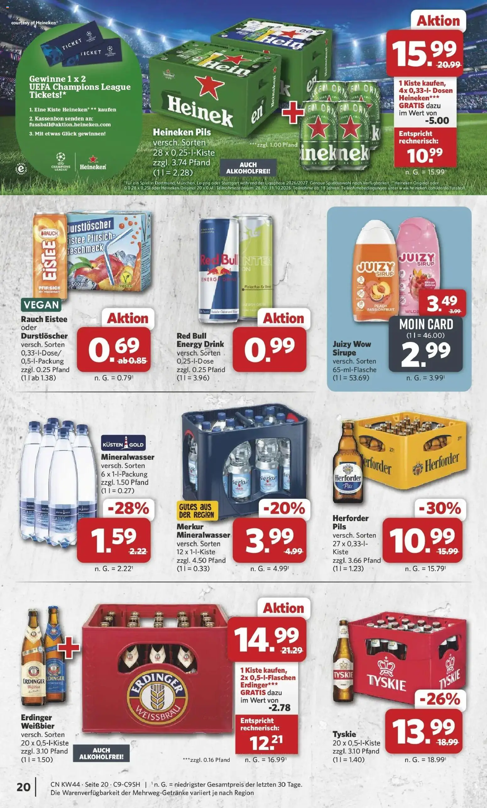 Combi Prospekt Detmold (ab 26.10.2026) zum Blättern | Seite: 20 | Produkte: Durstloscher, Erdinger, Pils, Mineralwasser