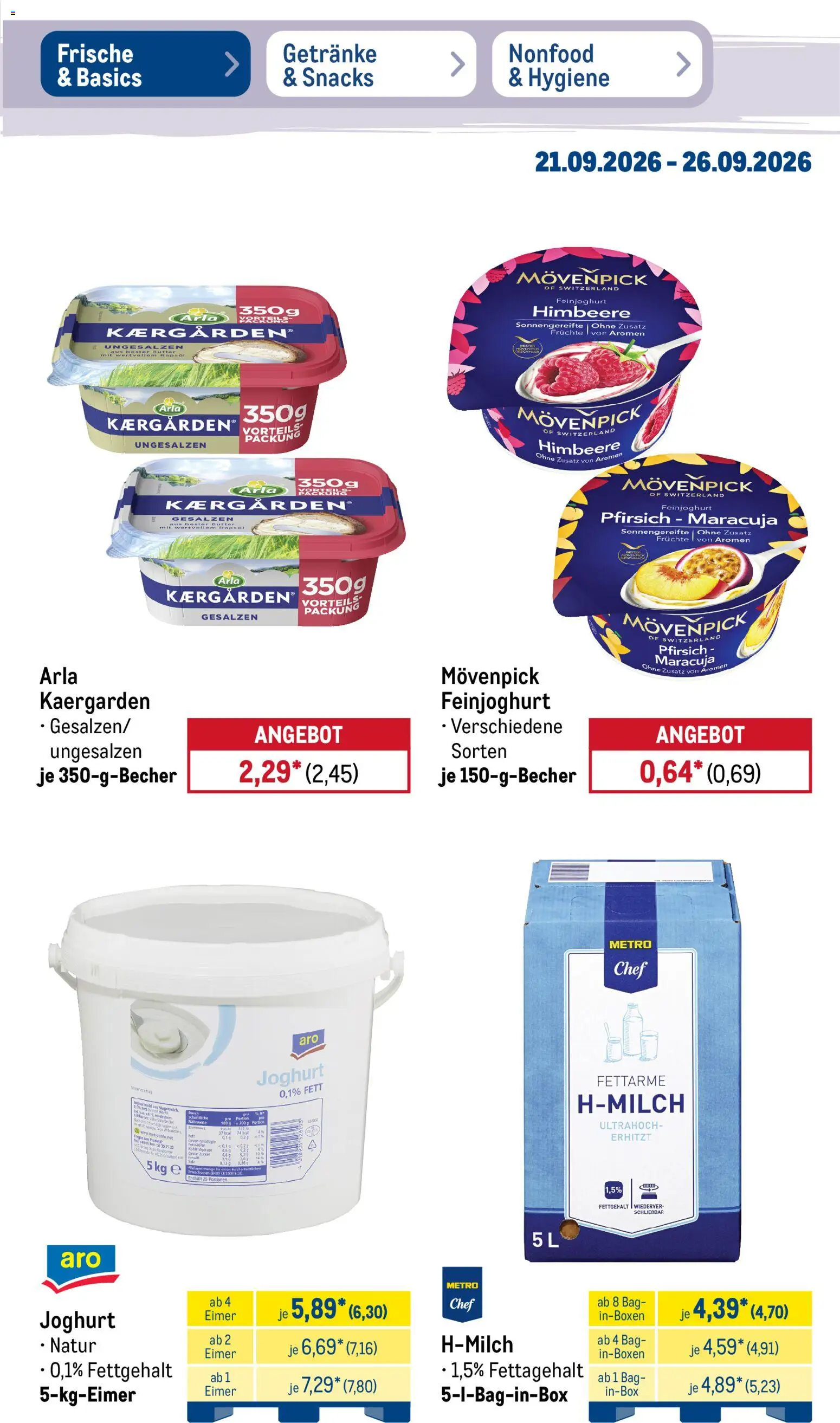 Metro Prospekt – gültig ab 21.09.2026 | Seite: 15 | Produkte: Butter, Rapsöl, Pfirsich, Himbeere