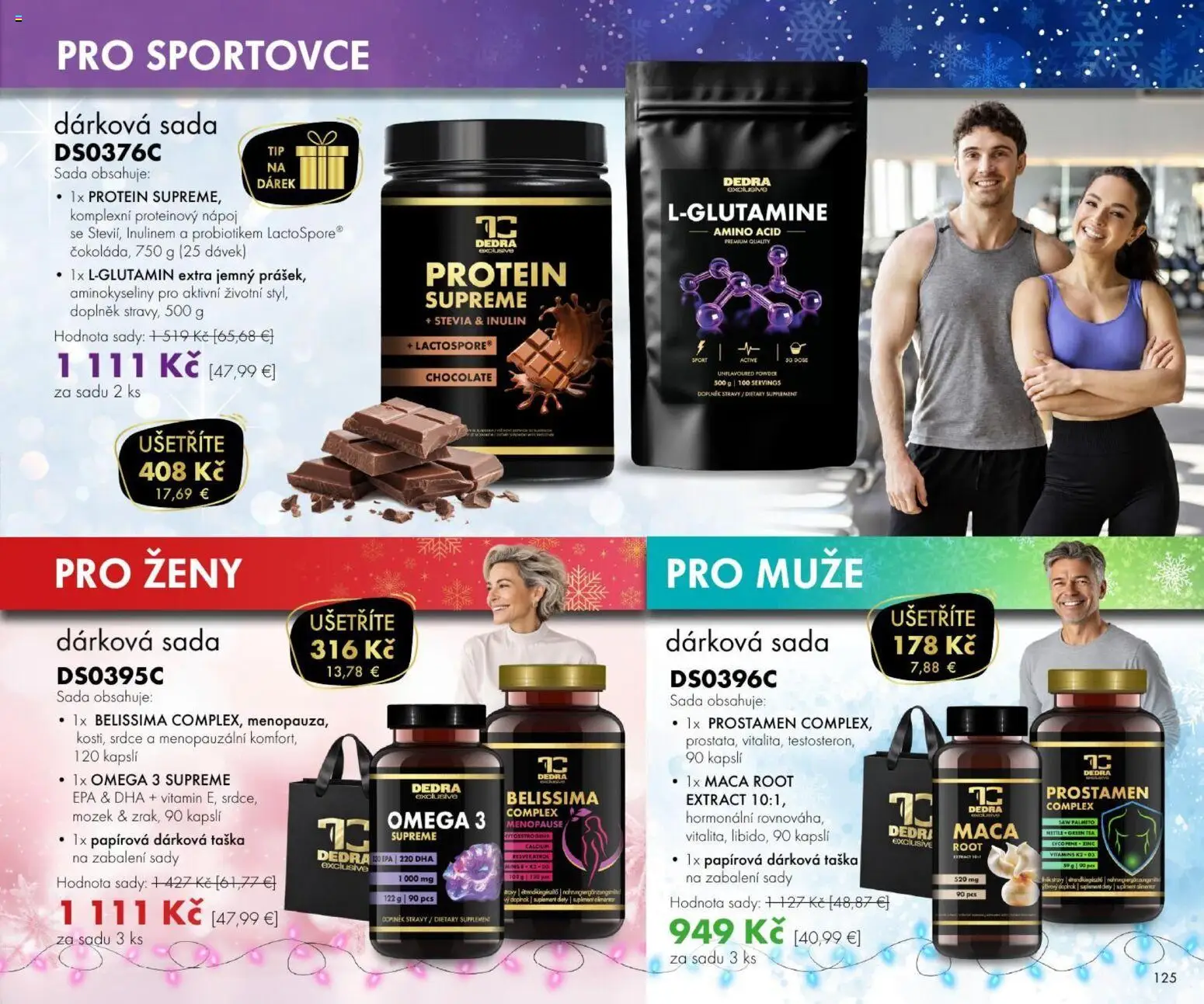 Nové Dedra akcie – leták je platný od 23.10.2026 | Strana: 25 | Produkty: Protein, Omega, Proteínový nápoj, Taška