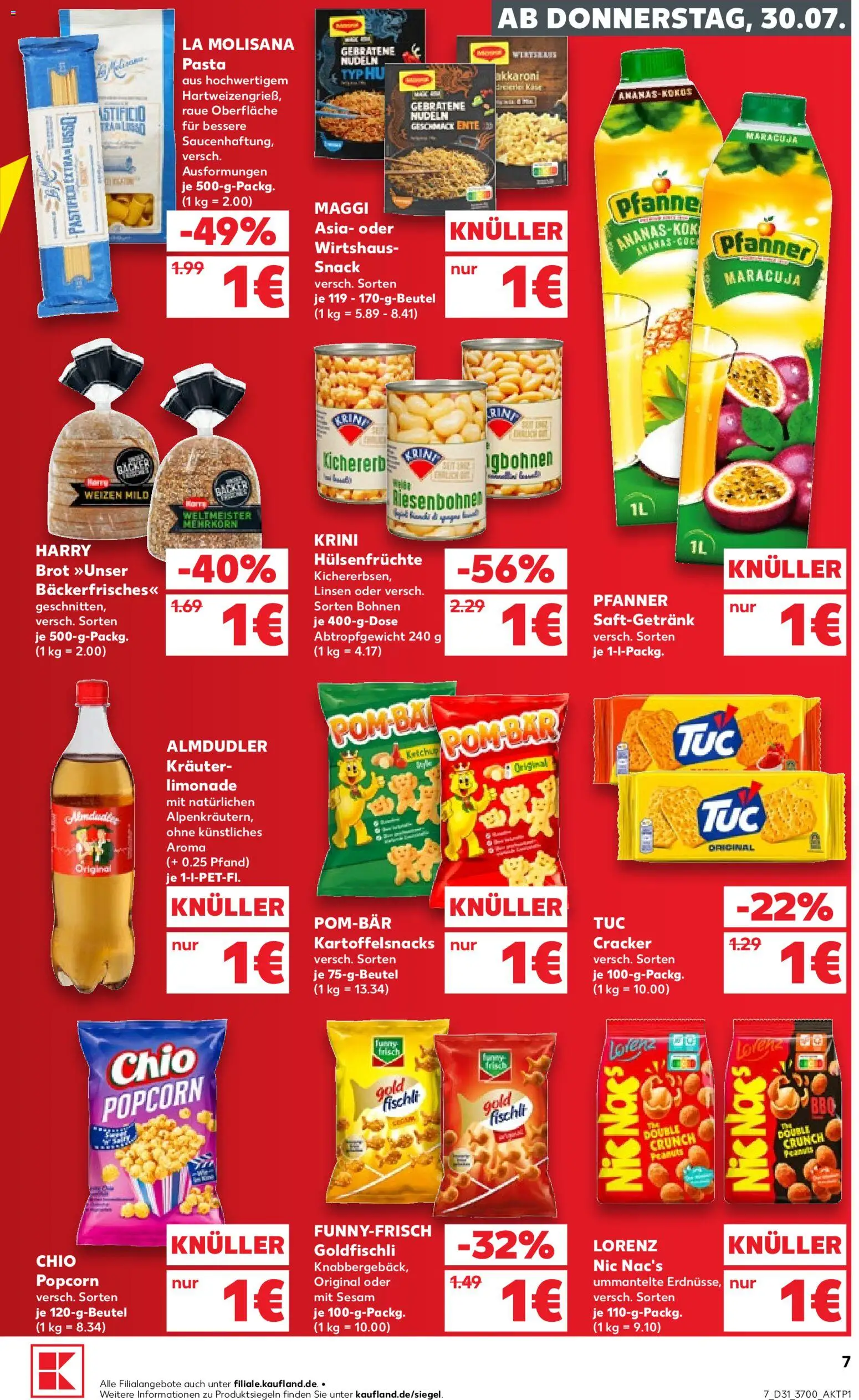 Kaufland Prospekt Rostock – gültig ab 30.07.2026 | Seite: 7 | Produkte: Maggi, Limonade, Brot, Nudeln
