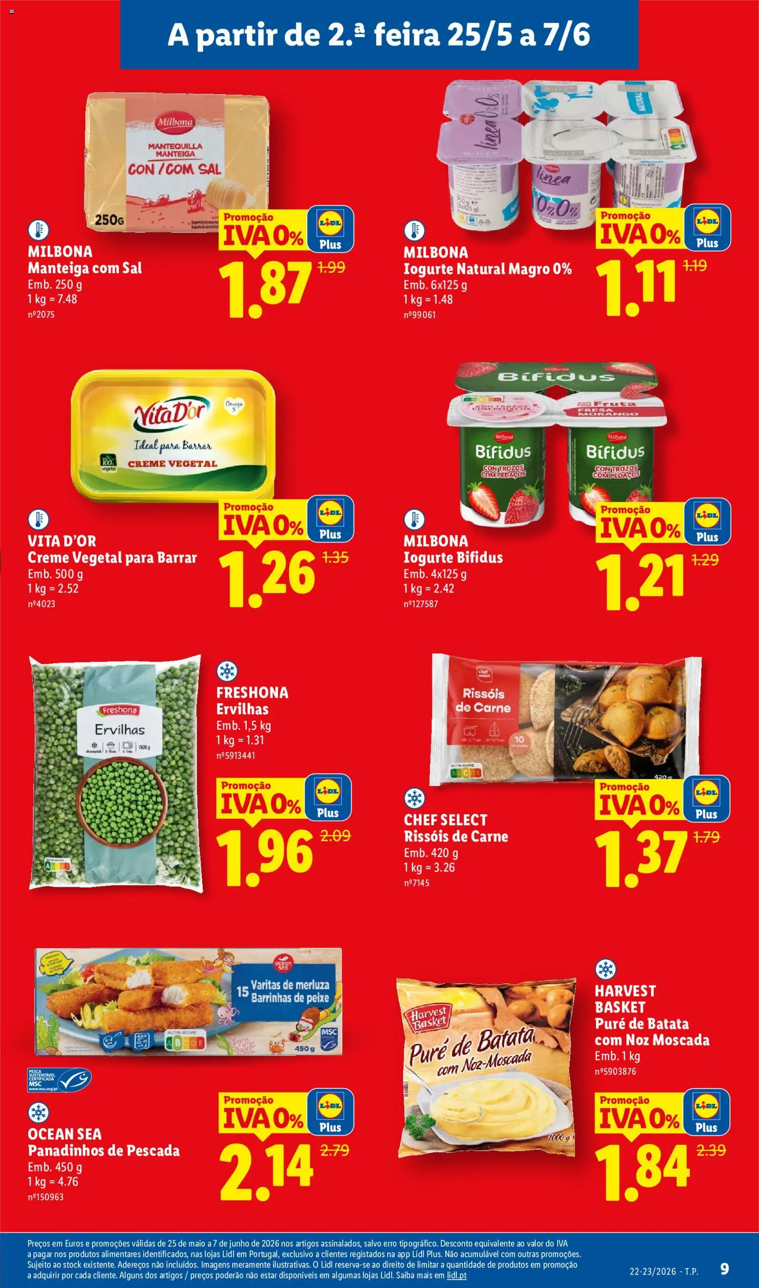 Lidl Folheto Especial Iva 0% │ válido de 25.05.2026 | Página: 9 | Produtos: Iogurte, Peixe, Carne, Creme