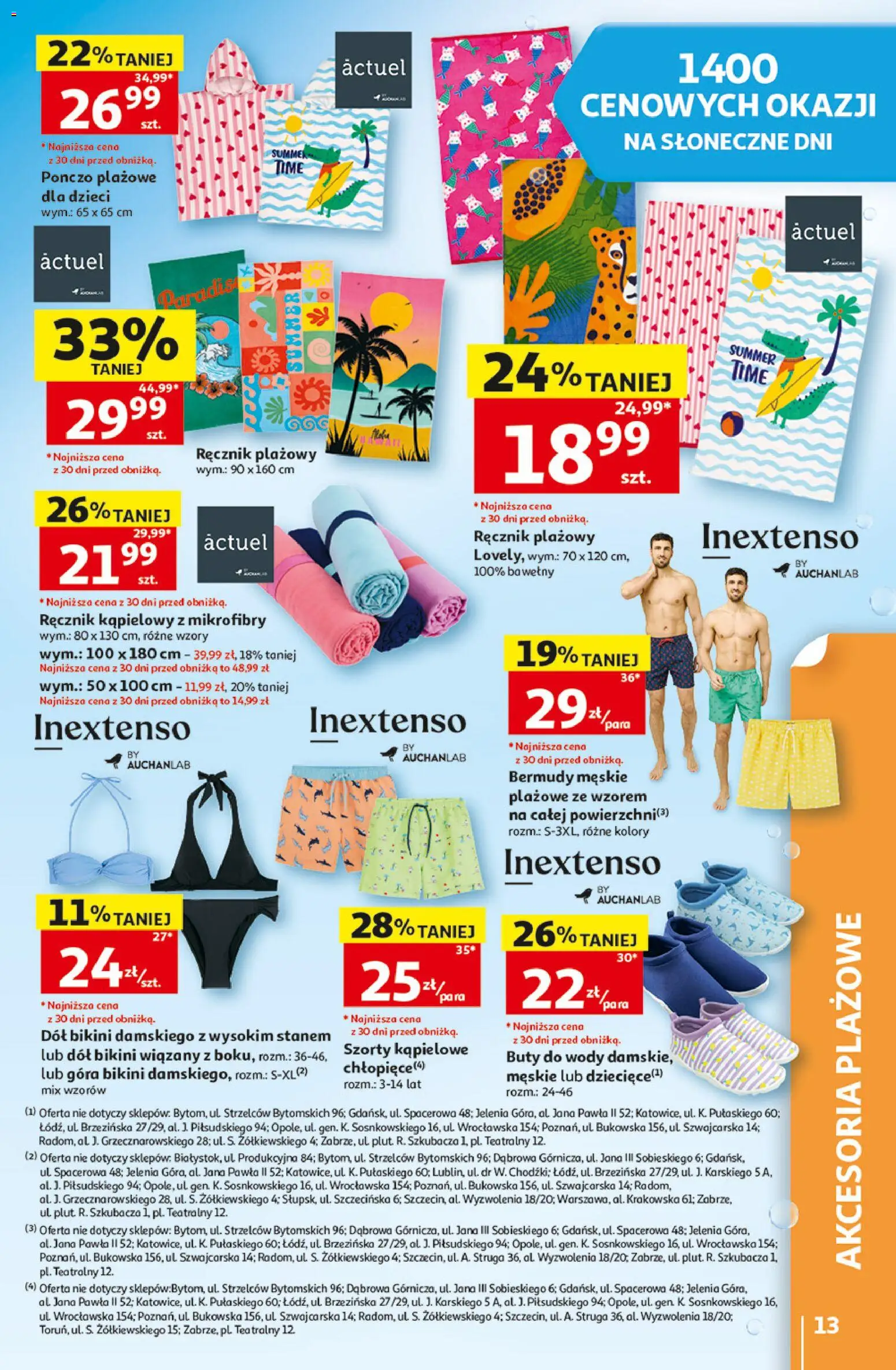 Auchan gazetka - 30 Lat Hipermarket od 18.06.2026 | Strona: 13 | Produkty: Szorty, Buty, Buty do wody