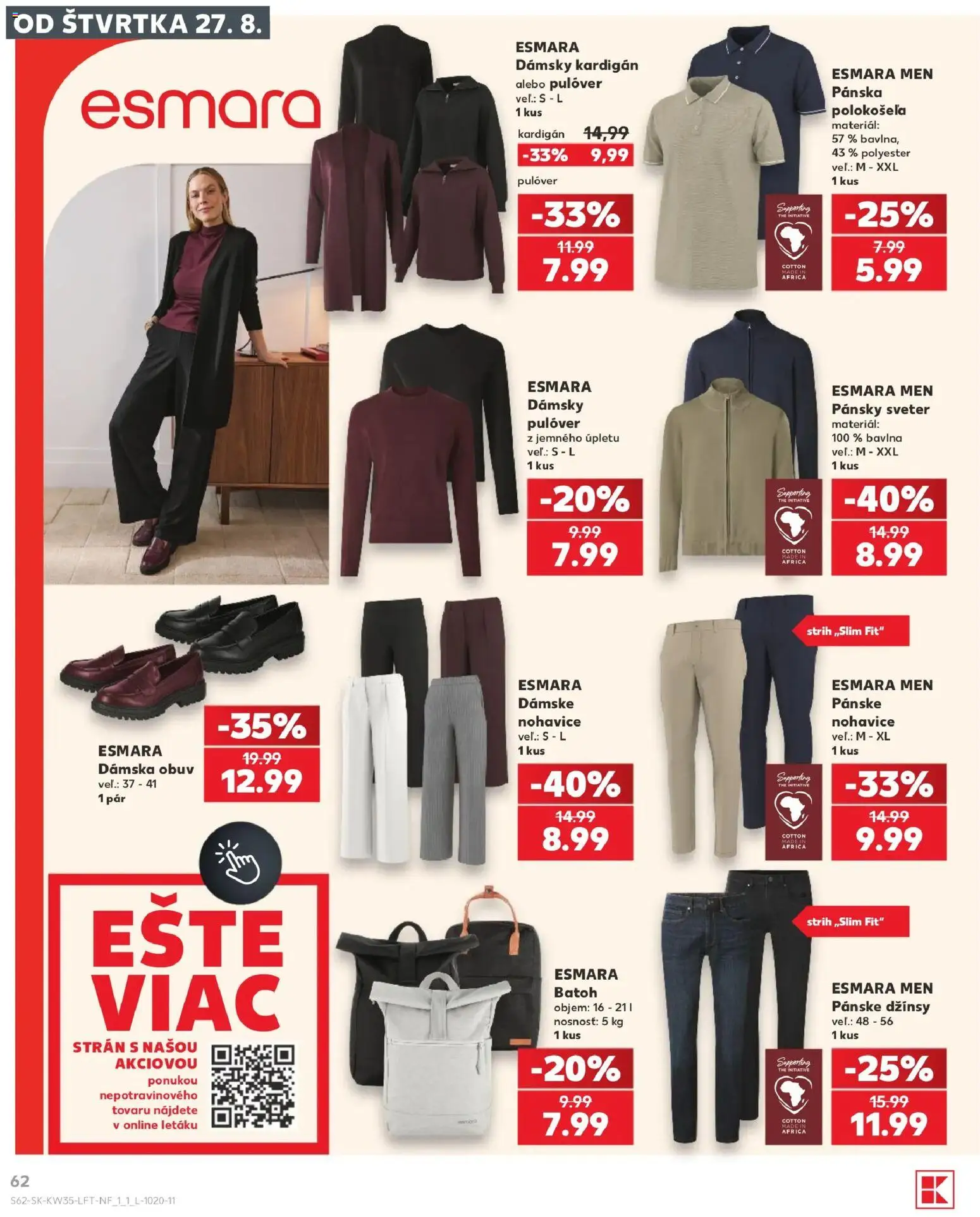 Nové Kaufland akcie – leták je platný od 27.08.2026 | Strana: 62 | Produkty: Sveter, Nohavice, Batoh