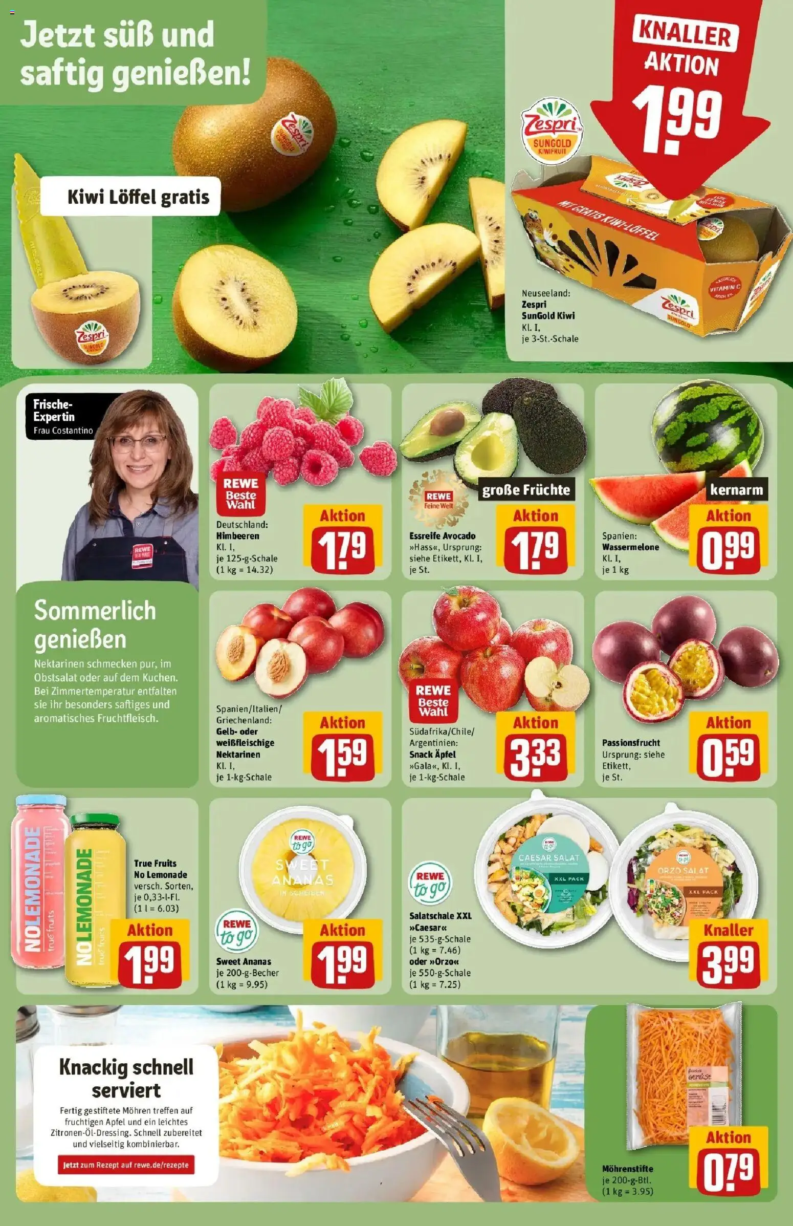 REWE Prospekt ab 10.08.2026 zum Blättern » Angebote | Seite: 4 | Produkte: Nektarinen, Äpfel, Mohren, Avocado