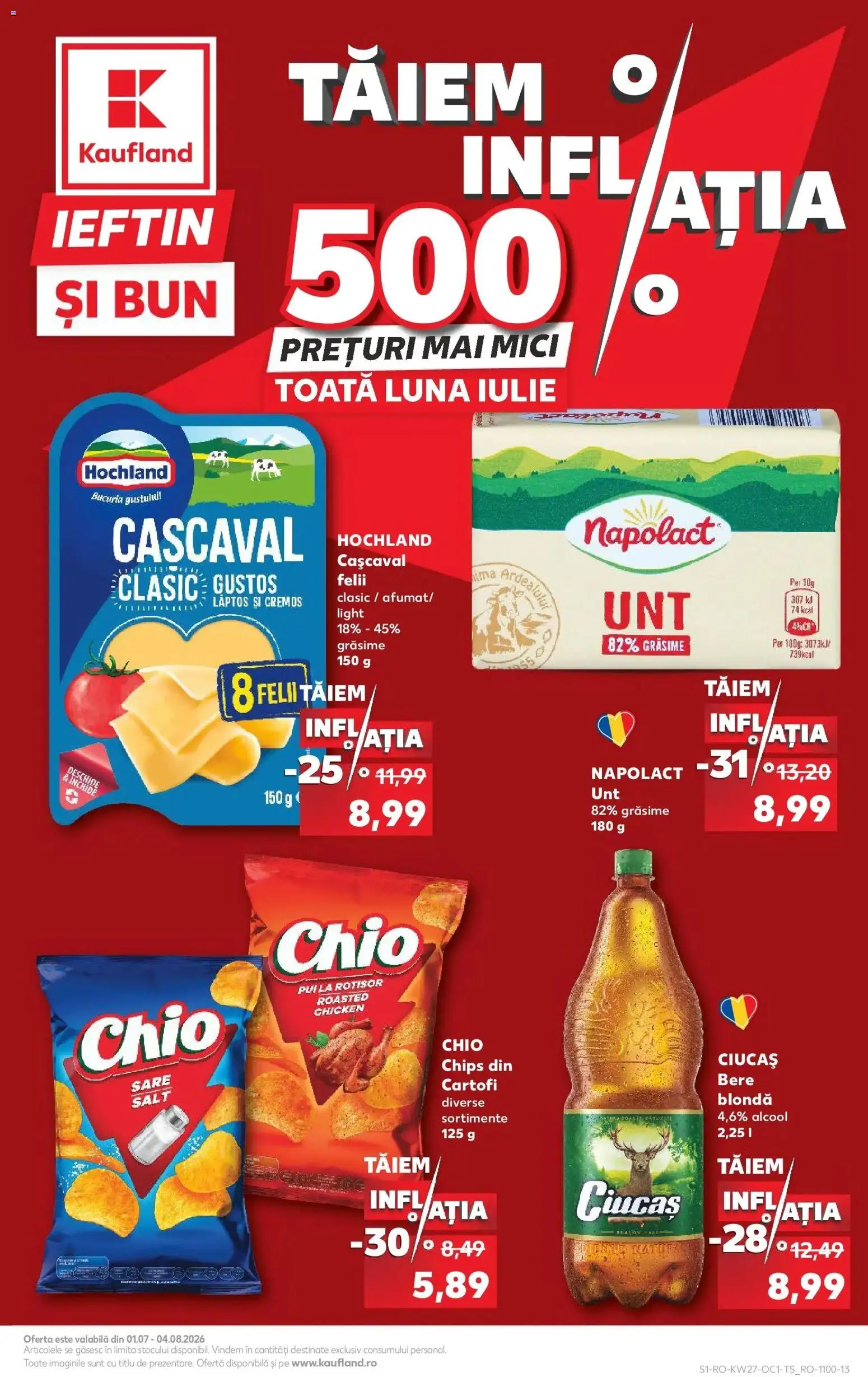 Noul catalog Kaufland – valabil de la 01.07.2026 | Pagină: 1 | Produse: Pui, Bere, Cartofi, Sare