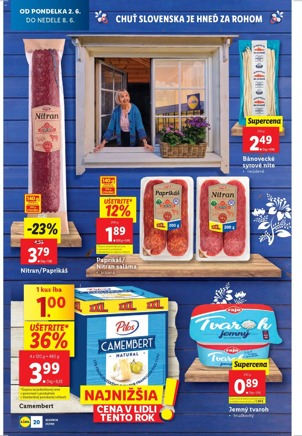 Nové Lidl akcie – leták je platný od 02.06.2025 | Strana: 26 | Produkty: Syr, Saláma, Tvaroh