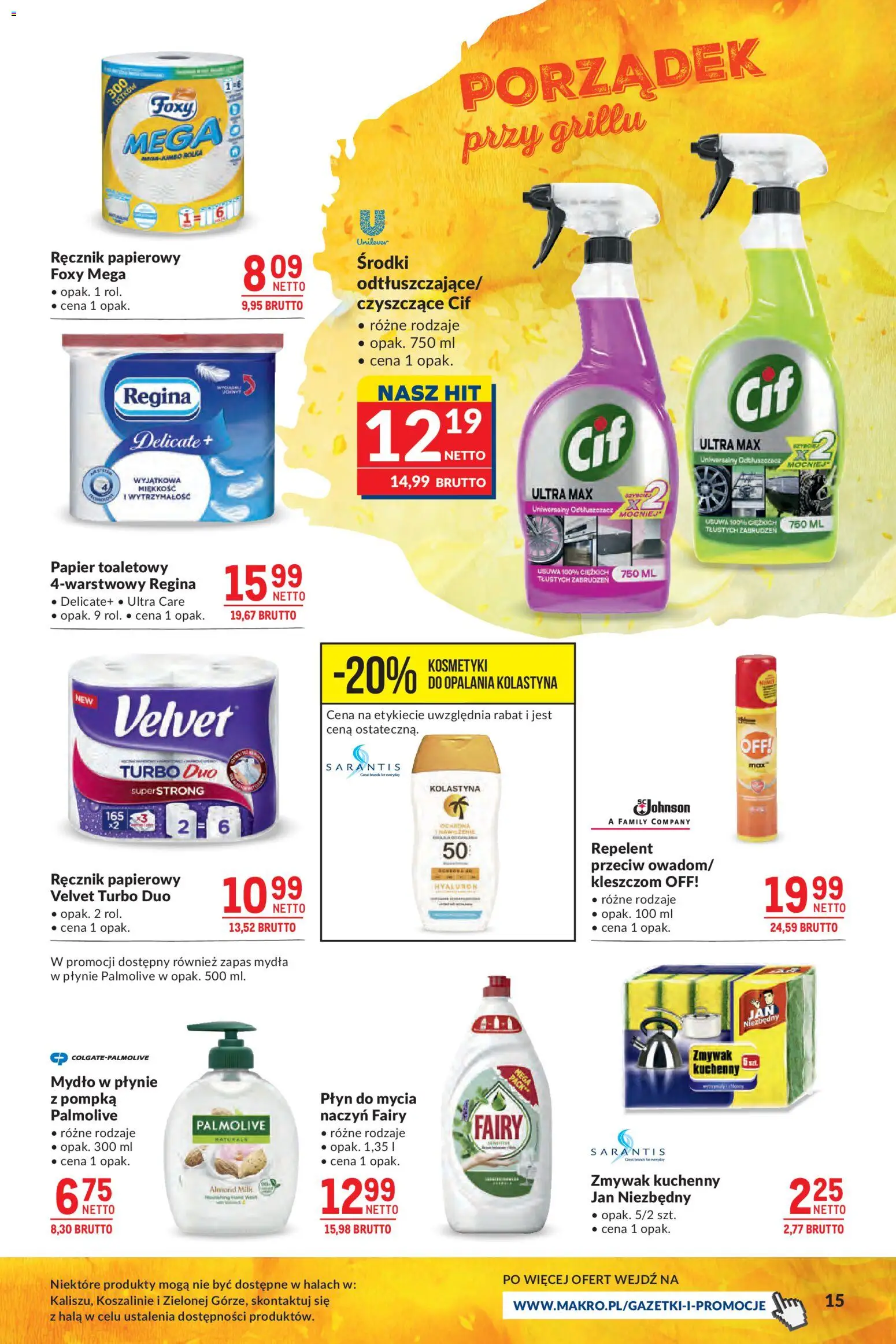 Makro gazetka - Grill Ogród od 26.05.2026 | Strona: 15 | Produkty: Papier toaletowy, Kosmetyki, Fairy, Ręcznik papierowy