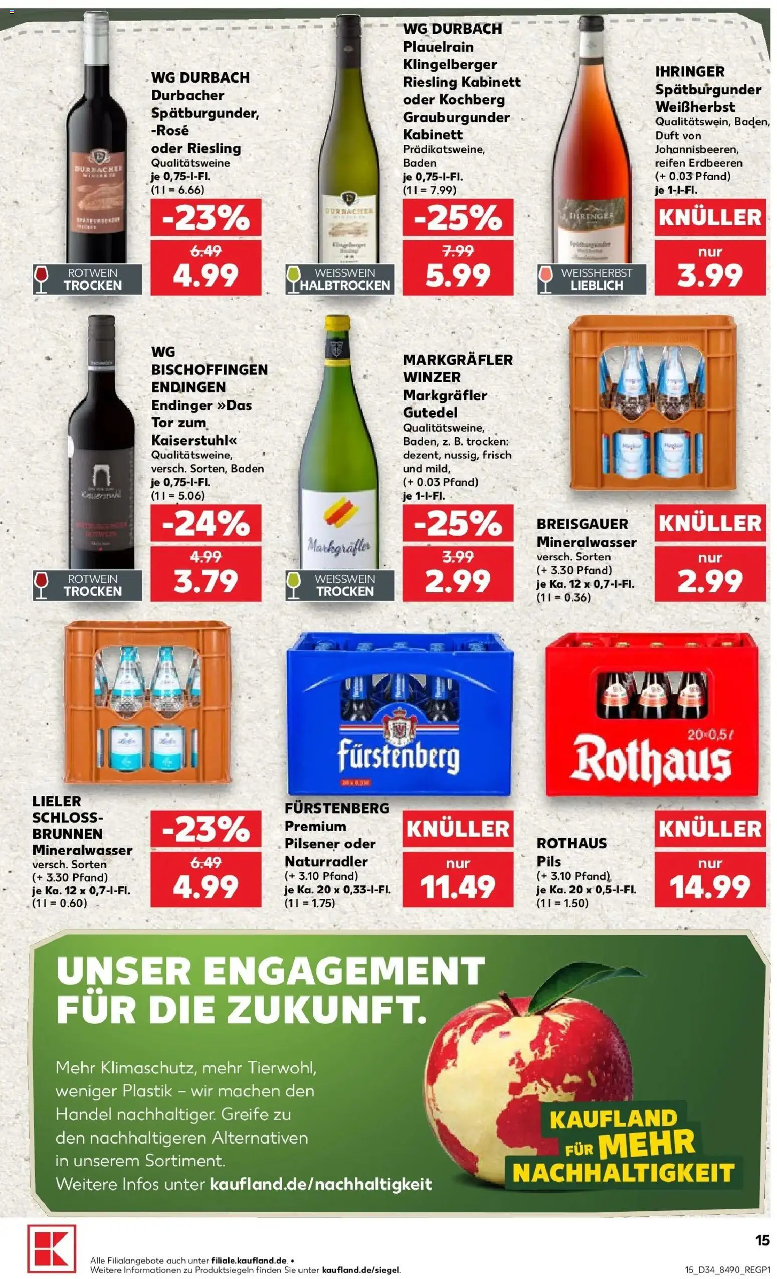 Prospekt Kaufland ab 20.08.2026 » Angebote Online zum Blättern | Seite: 15 | Produkte: Weißwein, Pils, Mineralwasser, Erdbeeren