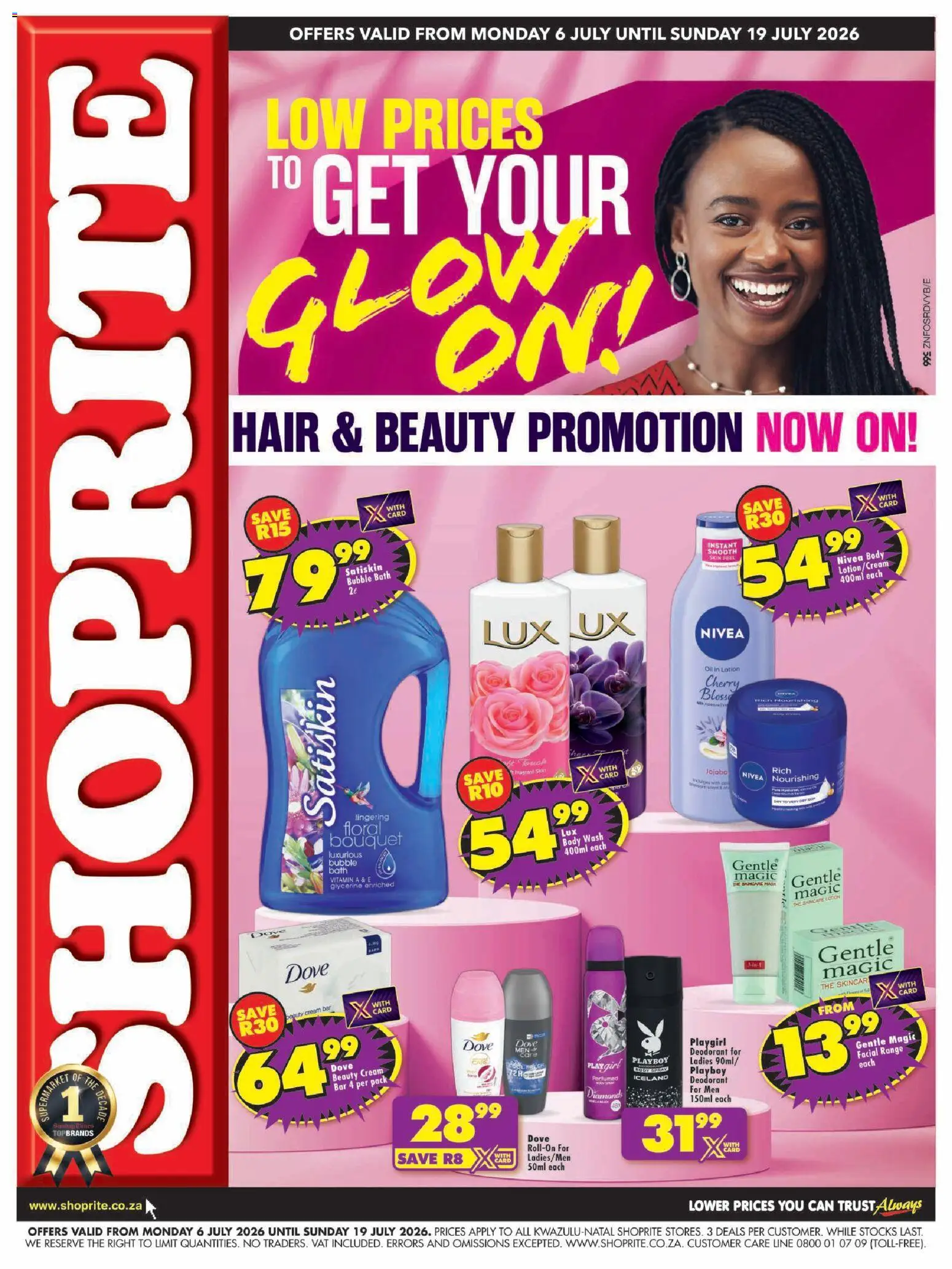 New Shoprite catalogue – valid from 06/07/2026 | Page: 1 | Products: Bath, Oil, Deodorant, Lotion