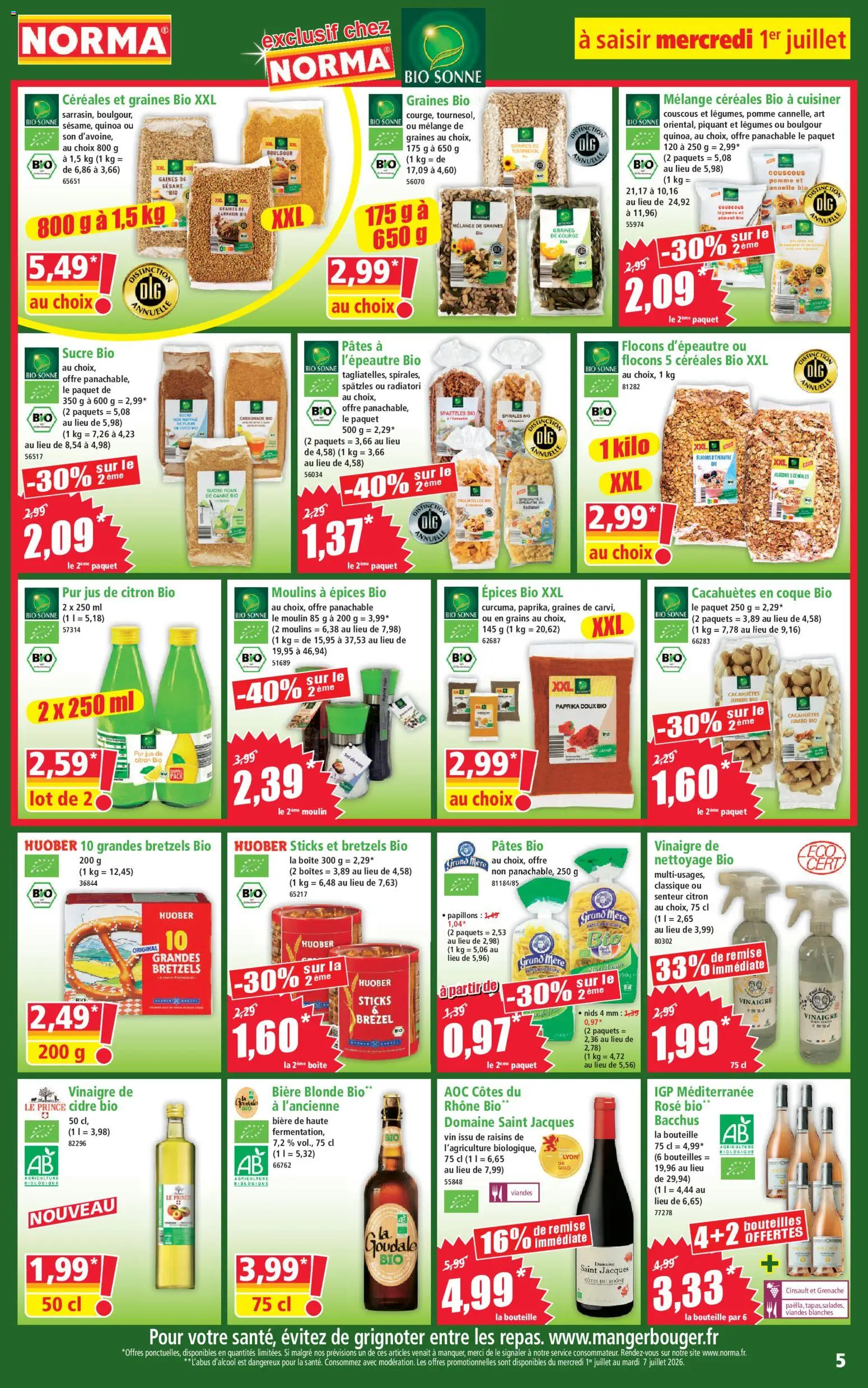 {H1} | Page: 5 | Produits: Cannelle, Cidre, Jus de citron, Couscous