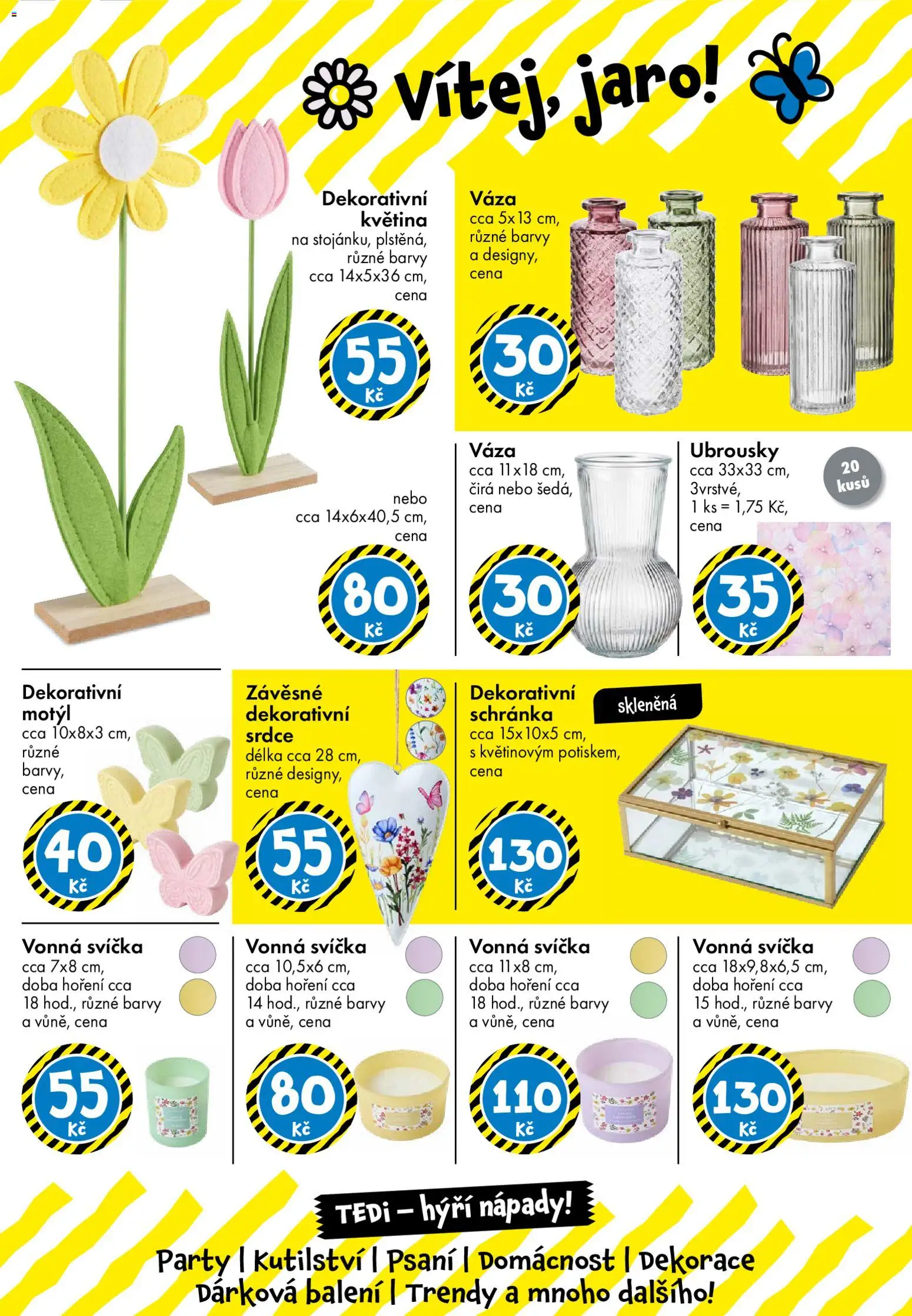 TEDi leták od 13.03.2026 | Strana: 24 | Produkty: Ubrousky, Svíčka, Váza, Dekorace