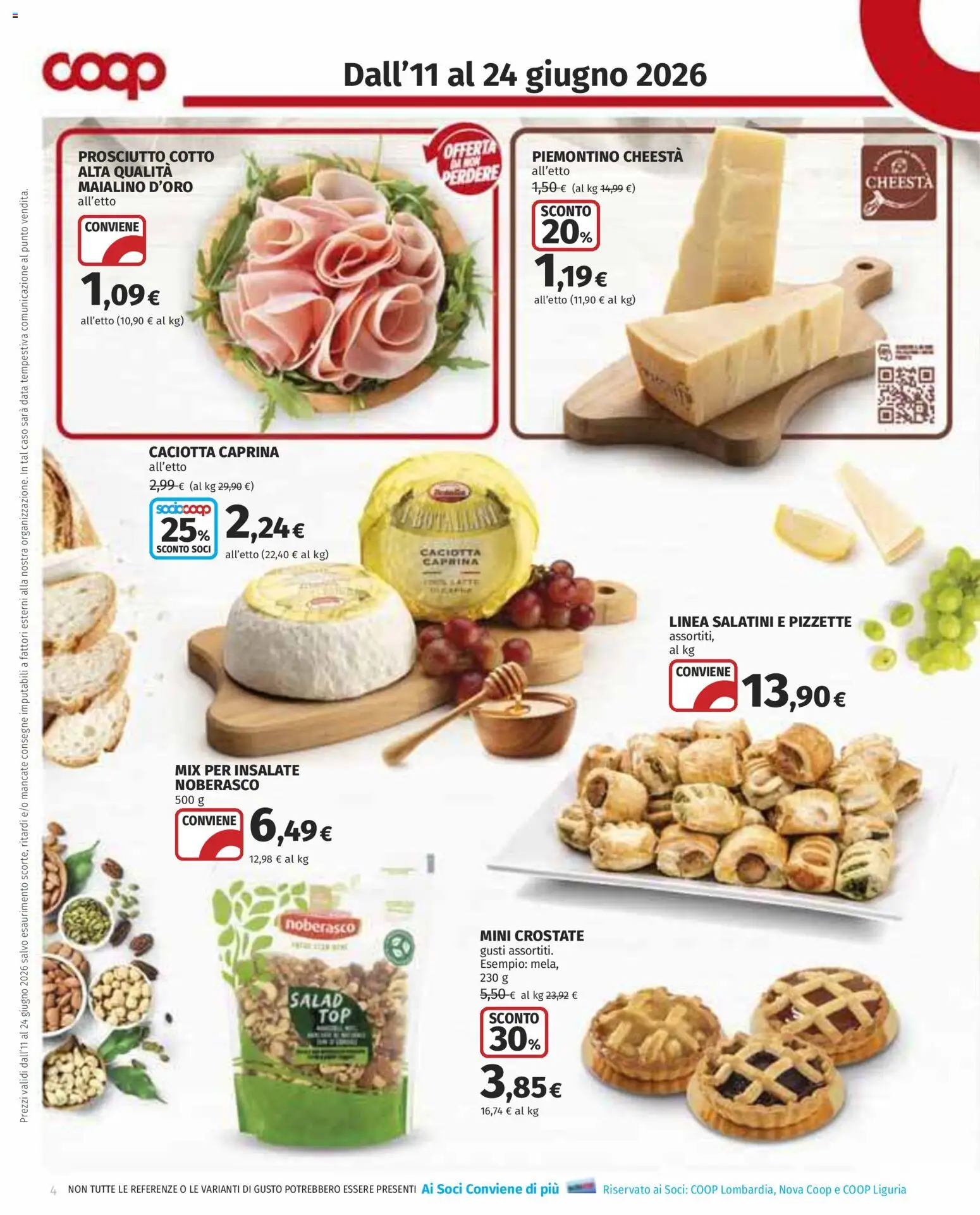 Volantino COOP del 11.06.2026 | Pagina: 4 | Prodotti: Salatini, Prosciutto Cotto, Latte, Prosciutto