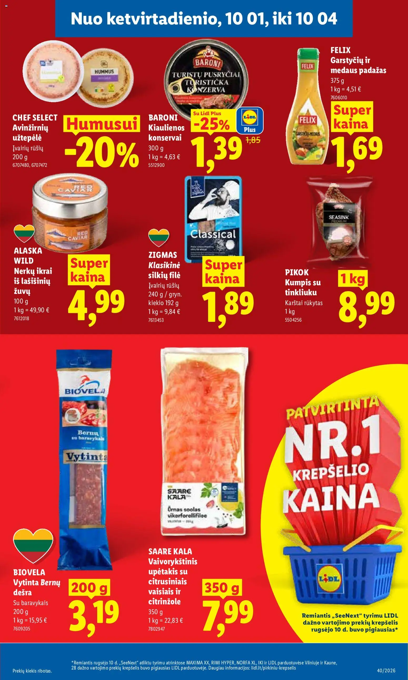 LIDL akcijos nuo 2026.09.28 | Puslapis: 39 | Prekių: Kiaulienos, Dešra, Krepšelis, Ikrai