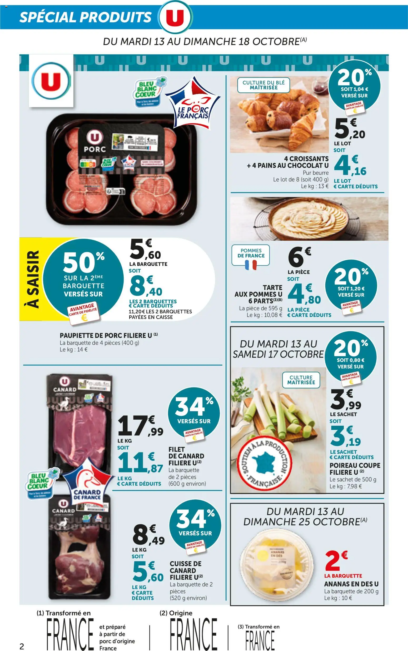 {H1} | Page: 2 | Produits: Canard, Paupiette de porc, Tarte, Blé