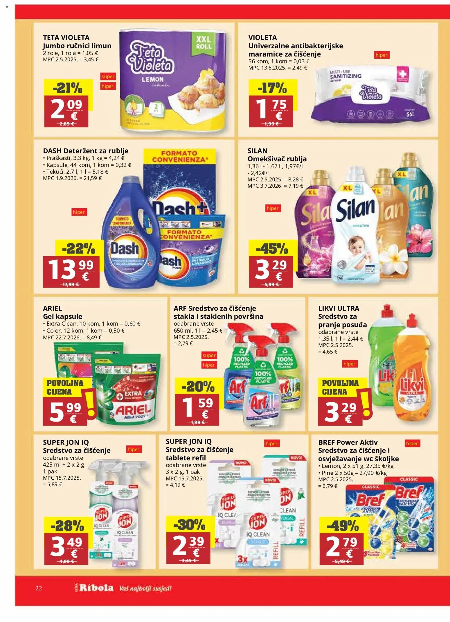 Ribola katalog | vrijedi od 30.09.2026 | Stranica: 22 | Proizvodi: Limun, Violeta, Dash, Ariel