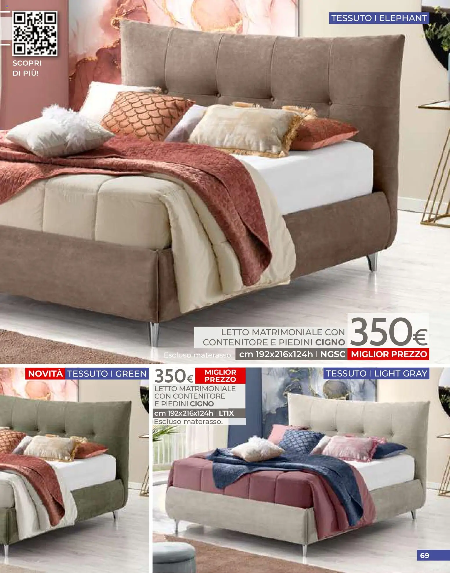 Volantino Mondo Convenienza del 01/07/2026 | Pagina: 69 | Prodotti: Letto matrimoniale, Contenitore, Letto