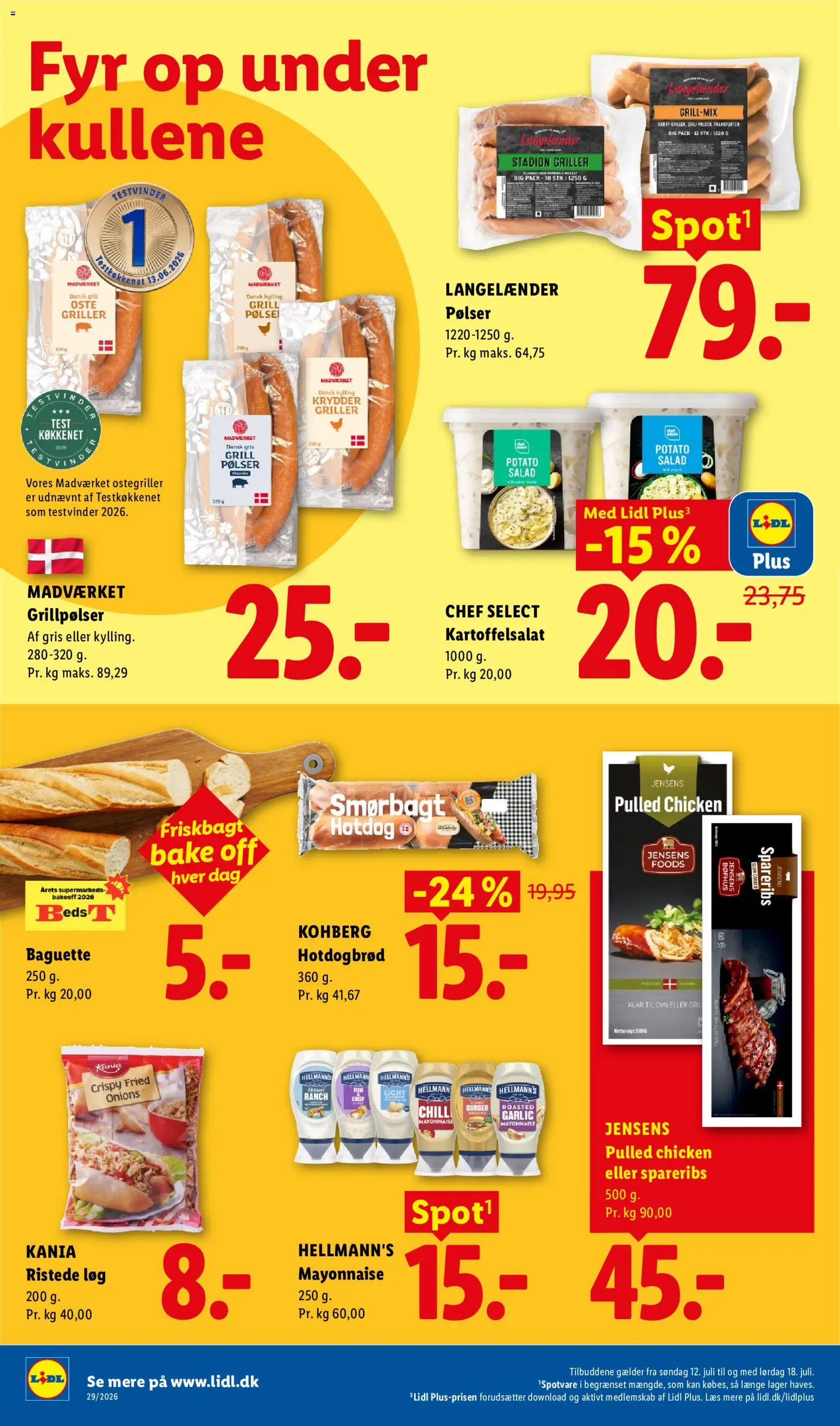 Lidl tilbudsavis – gyldig fra 16/07/2026 | Side: 17 | Produkter: Pølser, Kartoffelsalat, Ristede Løg, Ovn