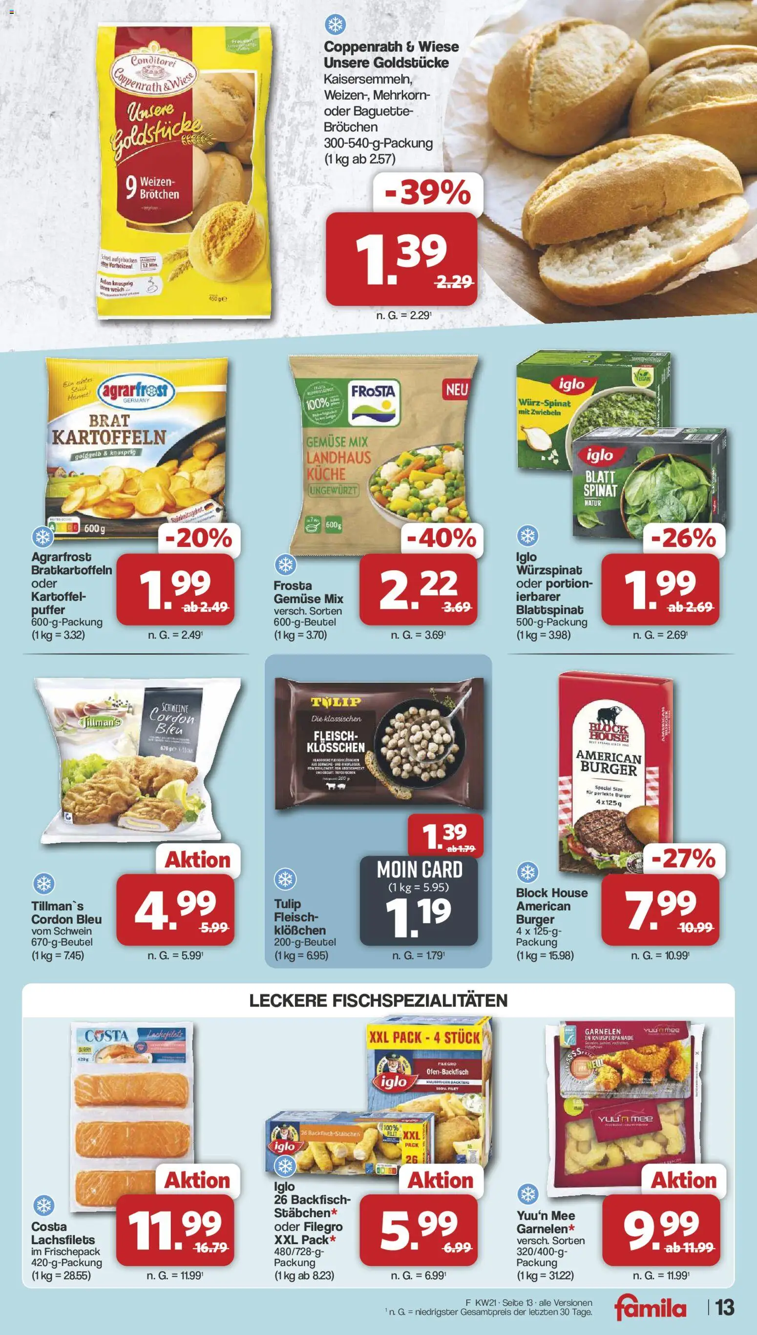 Famila Nordwest Prospekt 	 – gültig ab 18.05.2026 | Seite: 13 | Produkte: Iglo, Baguette, Kartoffeln, Gemüse