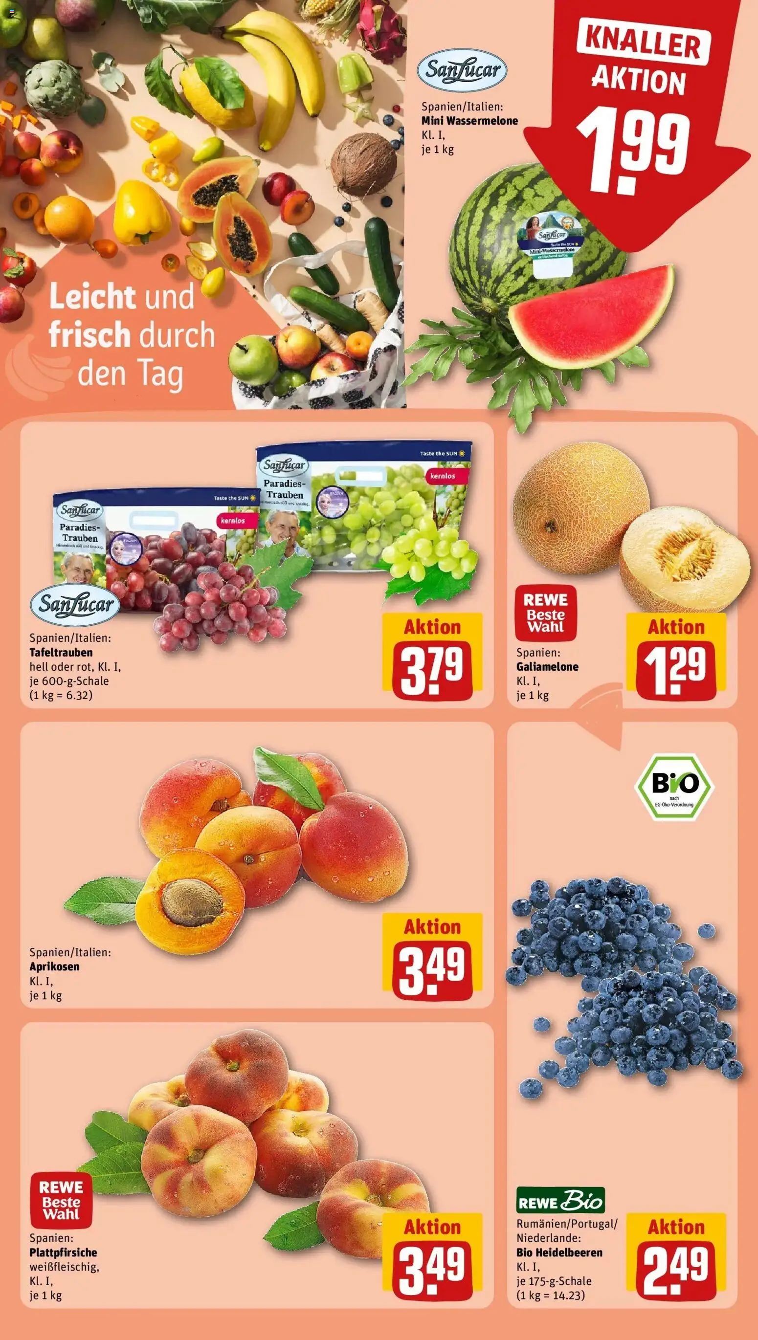 REWE Prospekt ab 10.08.2026 zum Blättern » Angebote | Seite: 22 | Produkte: Trauben, Heidelbeeren, Wassermelone