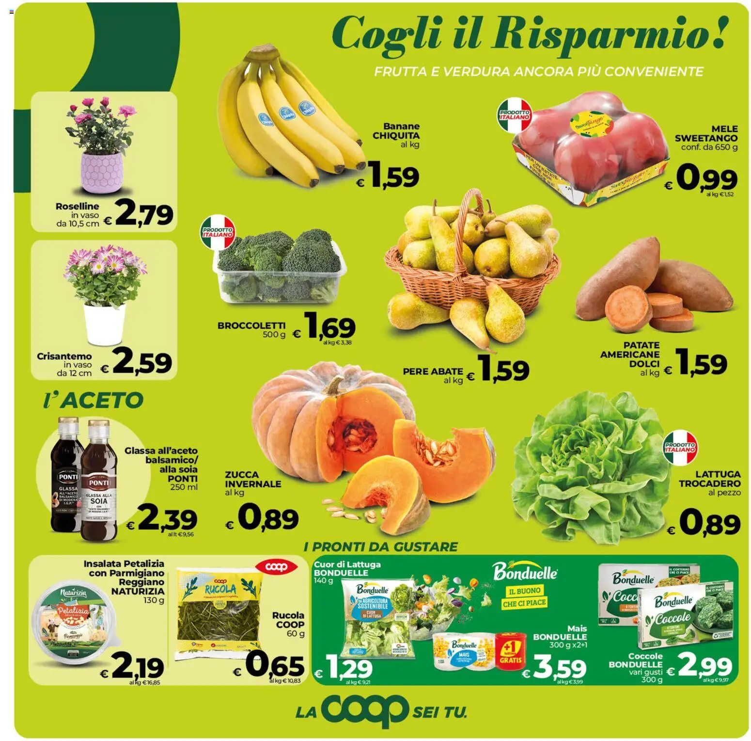 Volantino COOP del 23/10/2026 | Pagina: 9 | Prodotti: Mele, Parmigiano, Lattuga, Vaso