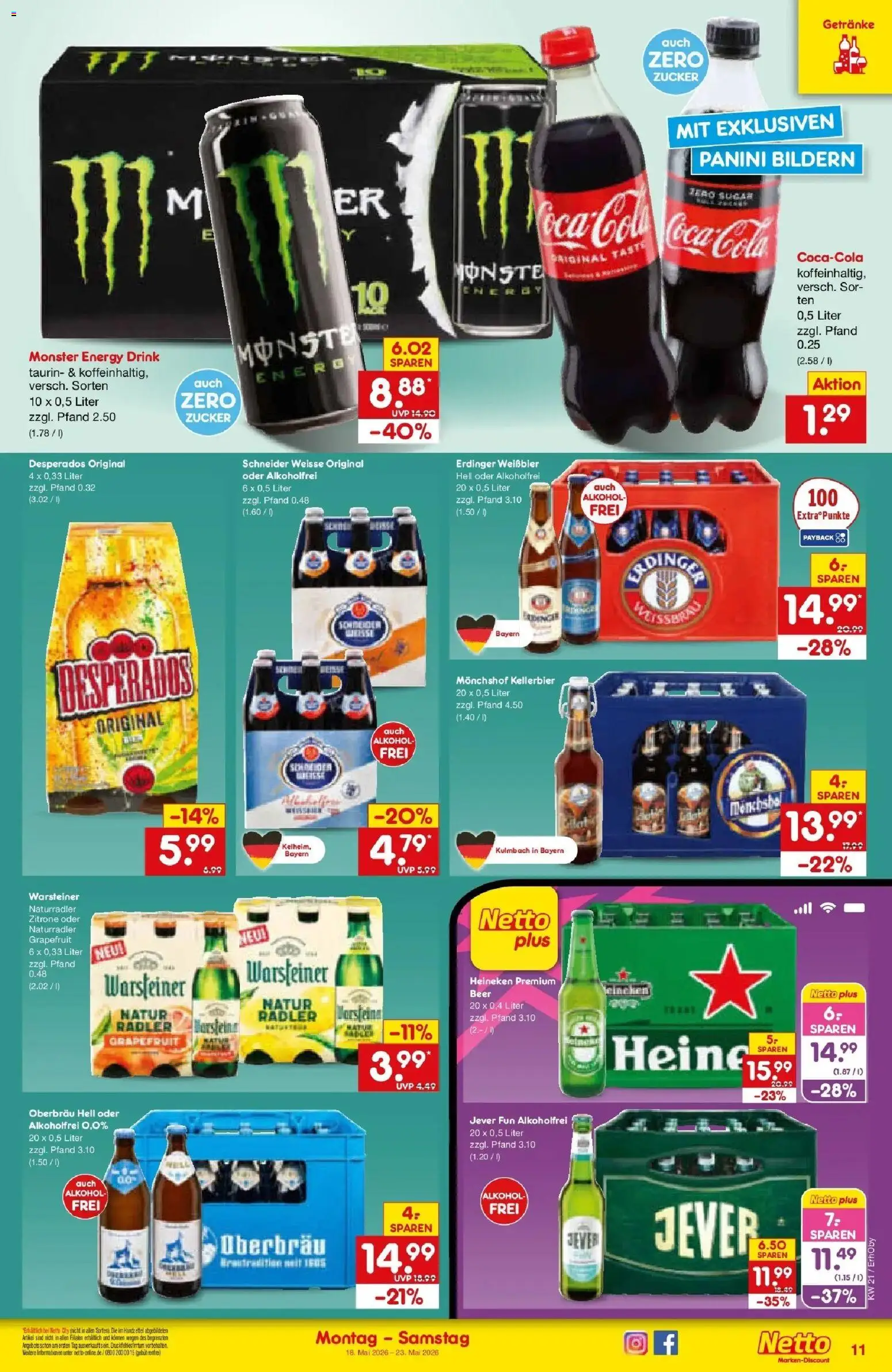 Netto Marken-Discount Prospekt Mauern	 – gültig ab 17.05.2026 | Seite: 11 | Produkte: Erdinger, Heineken, Radler, Jever