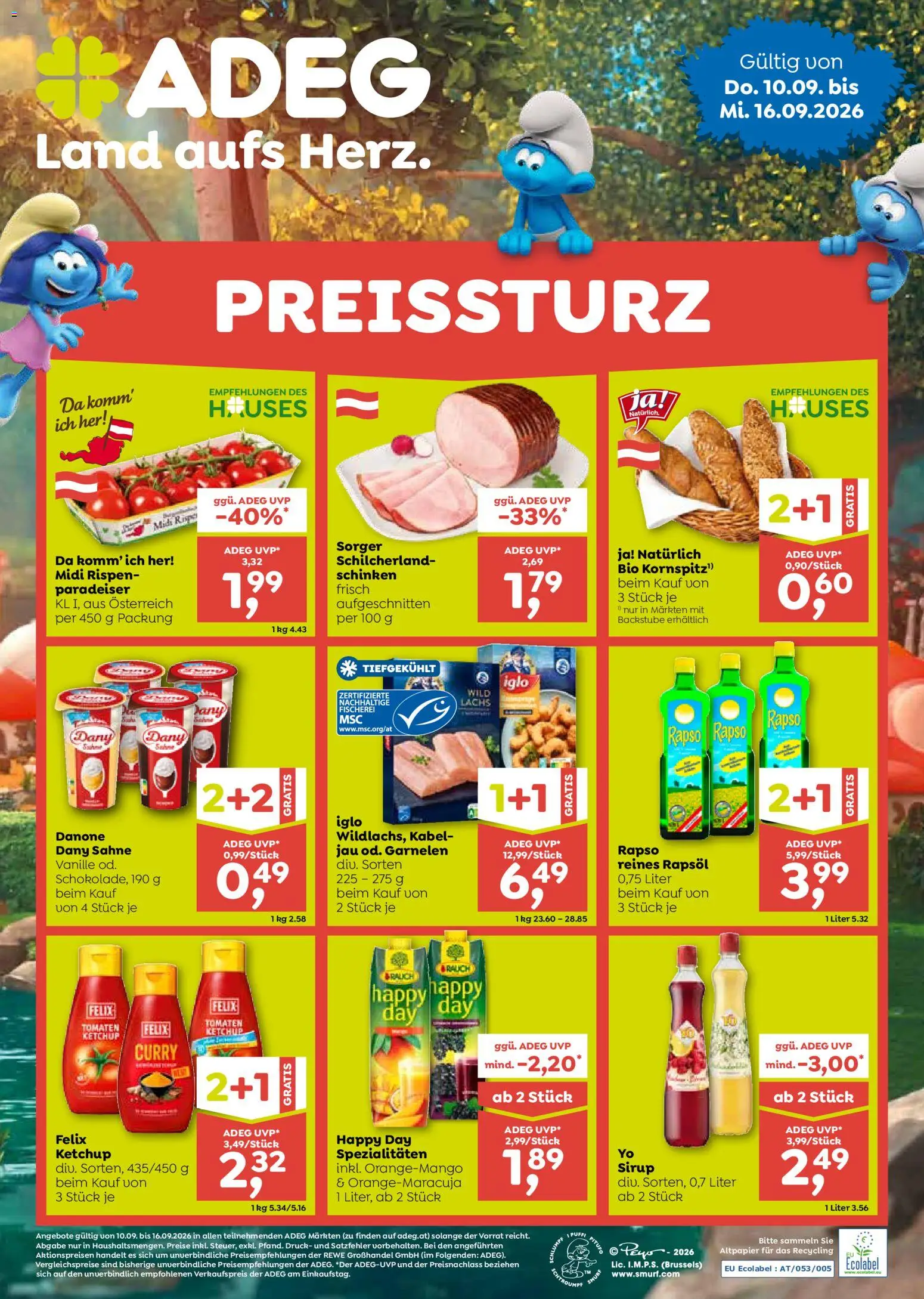 ADEG Flugblatt gültig ab 10.09.2026 | Seite: 1 | Produkte: Vanille, Kabel, Rapsöl, Schinken