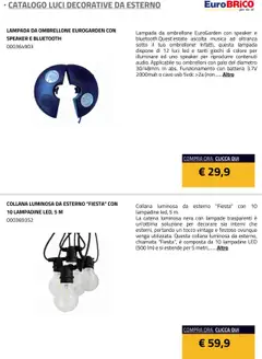 Anteprima del volantino Eurobrico Luci Decorative da Esterno catalogo valido a partire dal 23.07.2025 | Pagina: 2 | Prodotti: Ombrellone, Collana, Cavo, Speaker