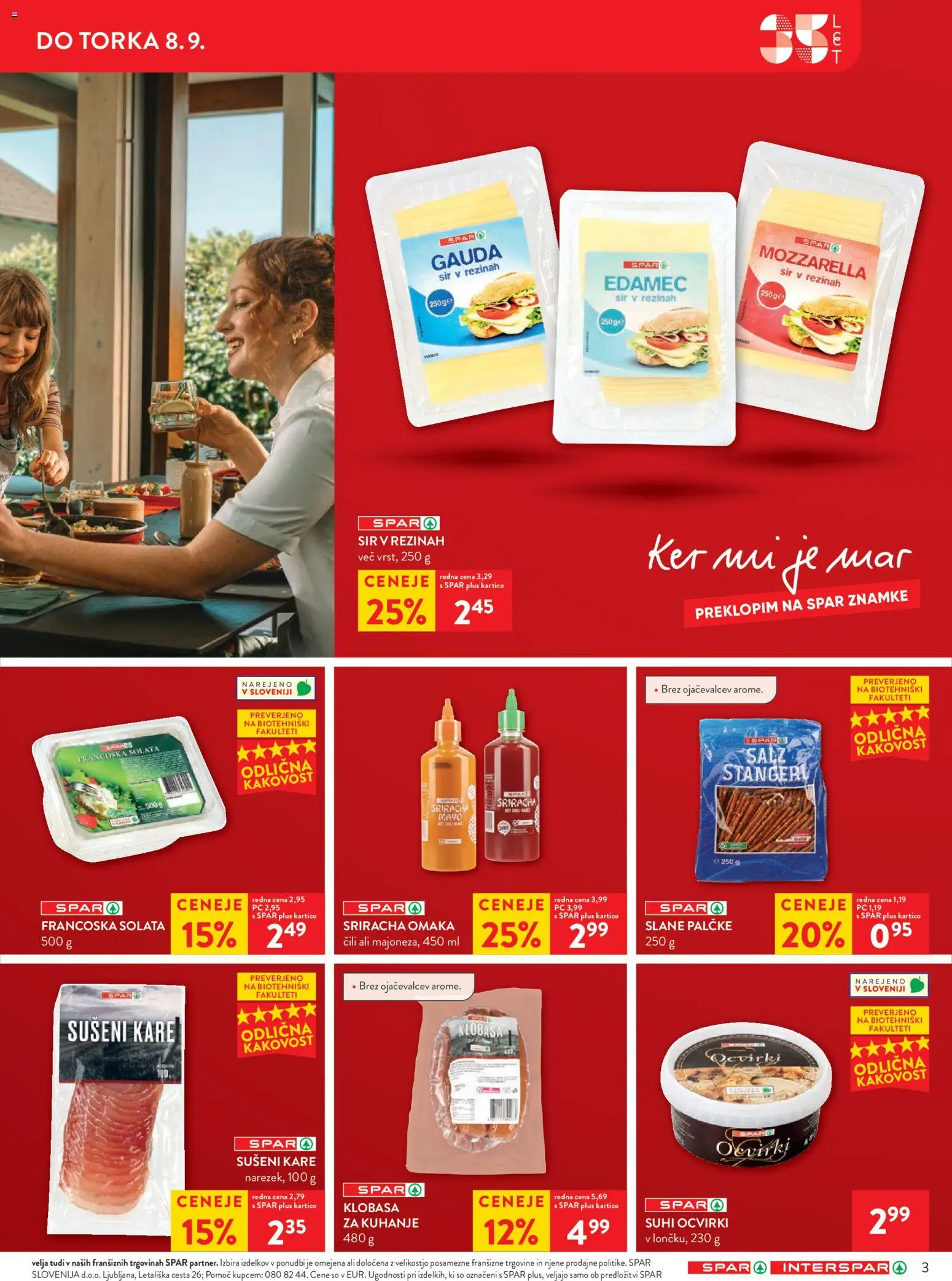 Novi Spar katalog ponudbe – veljaven od 02.09.2026 | Stran: 3 | Izdelki: Gauda, Sir v rezinah, Solata, Cili