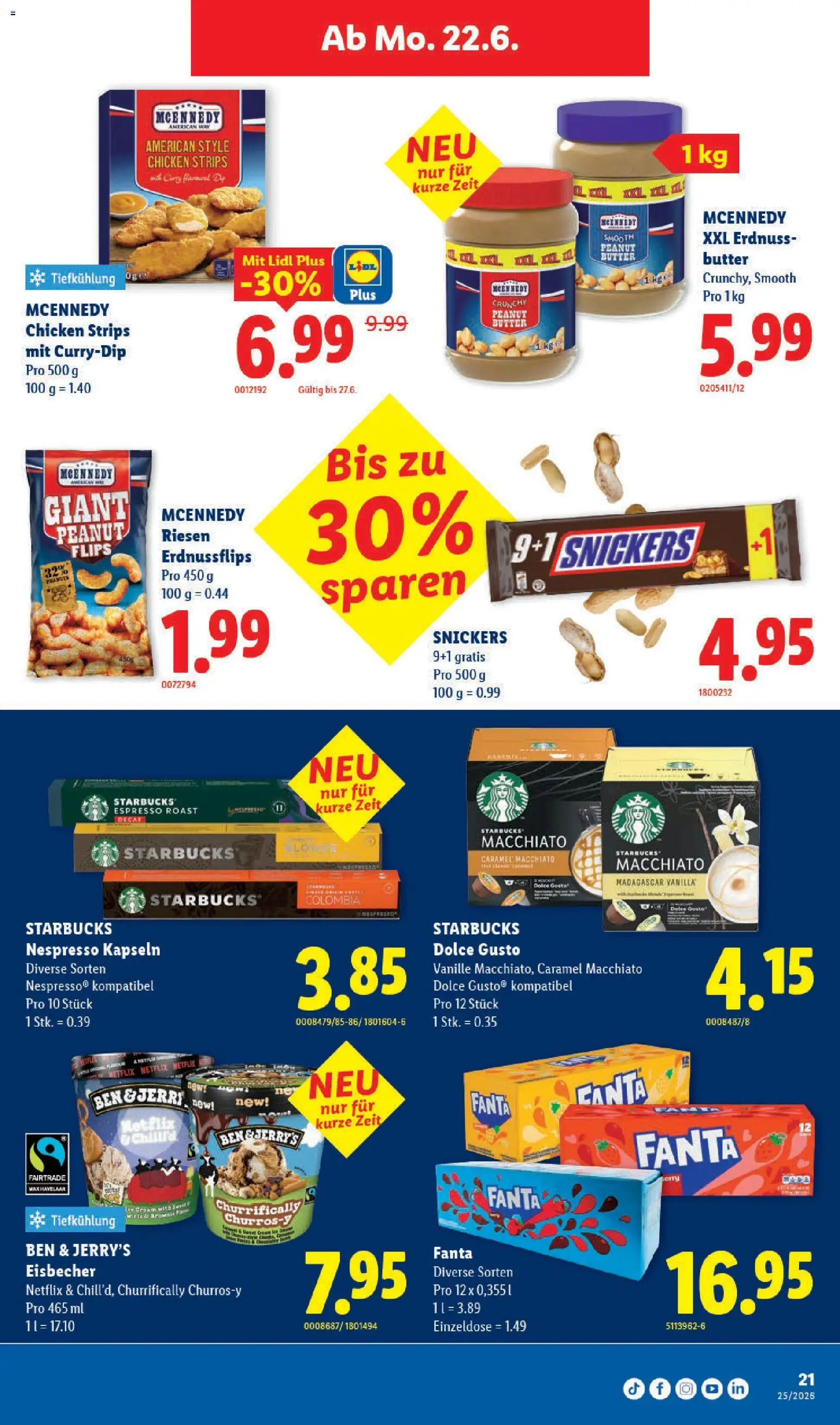 Lidl aktionen – gültig ab 18.06.2026 | Seite: 23 | Produkte: Fanta, Snickers, Butter