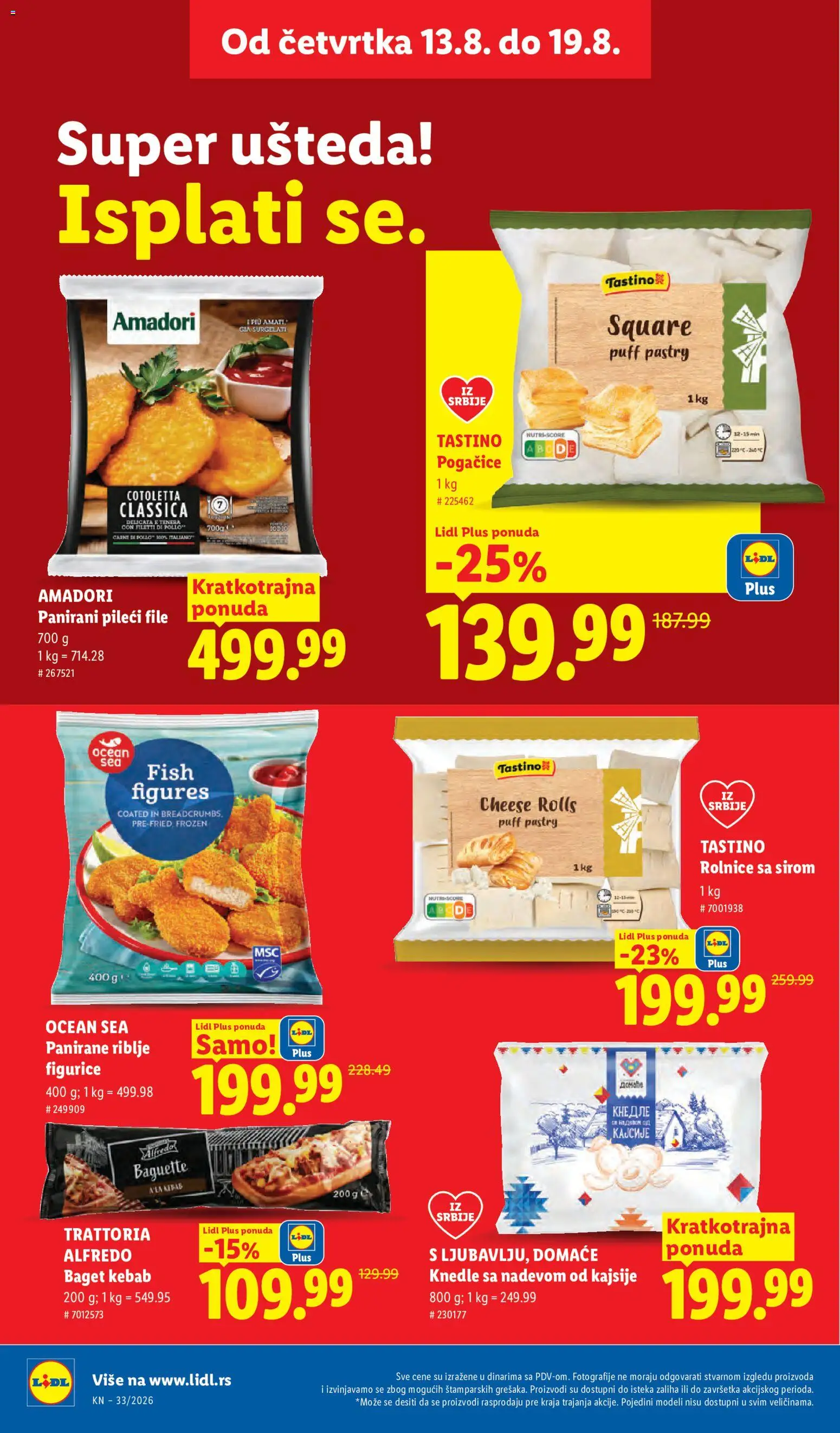 Lidl katalog - važi od 13.08.2026 | Strana: 28 | Proizvode: Baget, Pileći file, Kajsije, Knedle