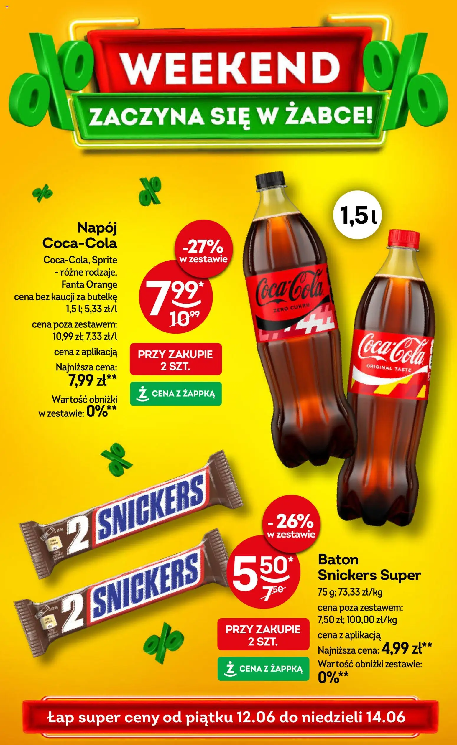 Żabka gazetka - Weekendowe promocje od 12.06.2026 | Strona: 1 | Produkty: Sprite, Baton