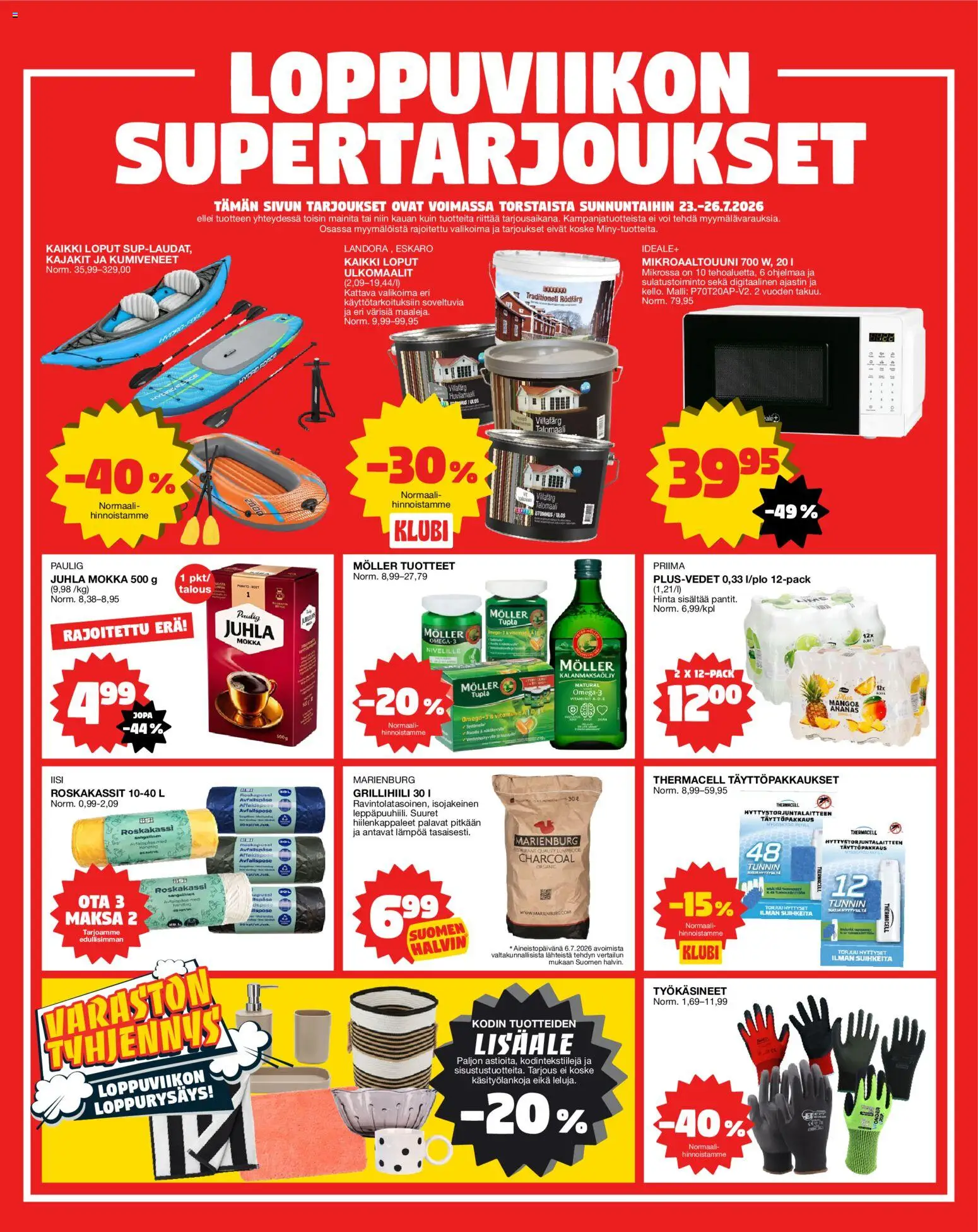 Tokmanni tarjoukset – voimassa 20/07/2026 alkaen | Sivu: 16 | Tuotteet: Juhla Mokka, Mikroaaltouuni, Ananas, Työkäsineet
