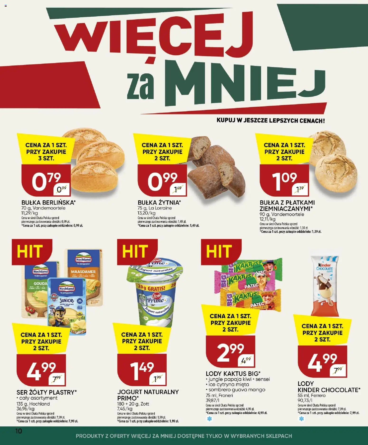 Chata Polska gazetka od 30.07.2026 | Strona: 10 | Produkty: Jogurt naturalny, Papaja, Jogurt, Lody