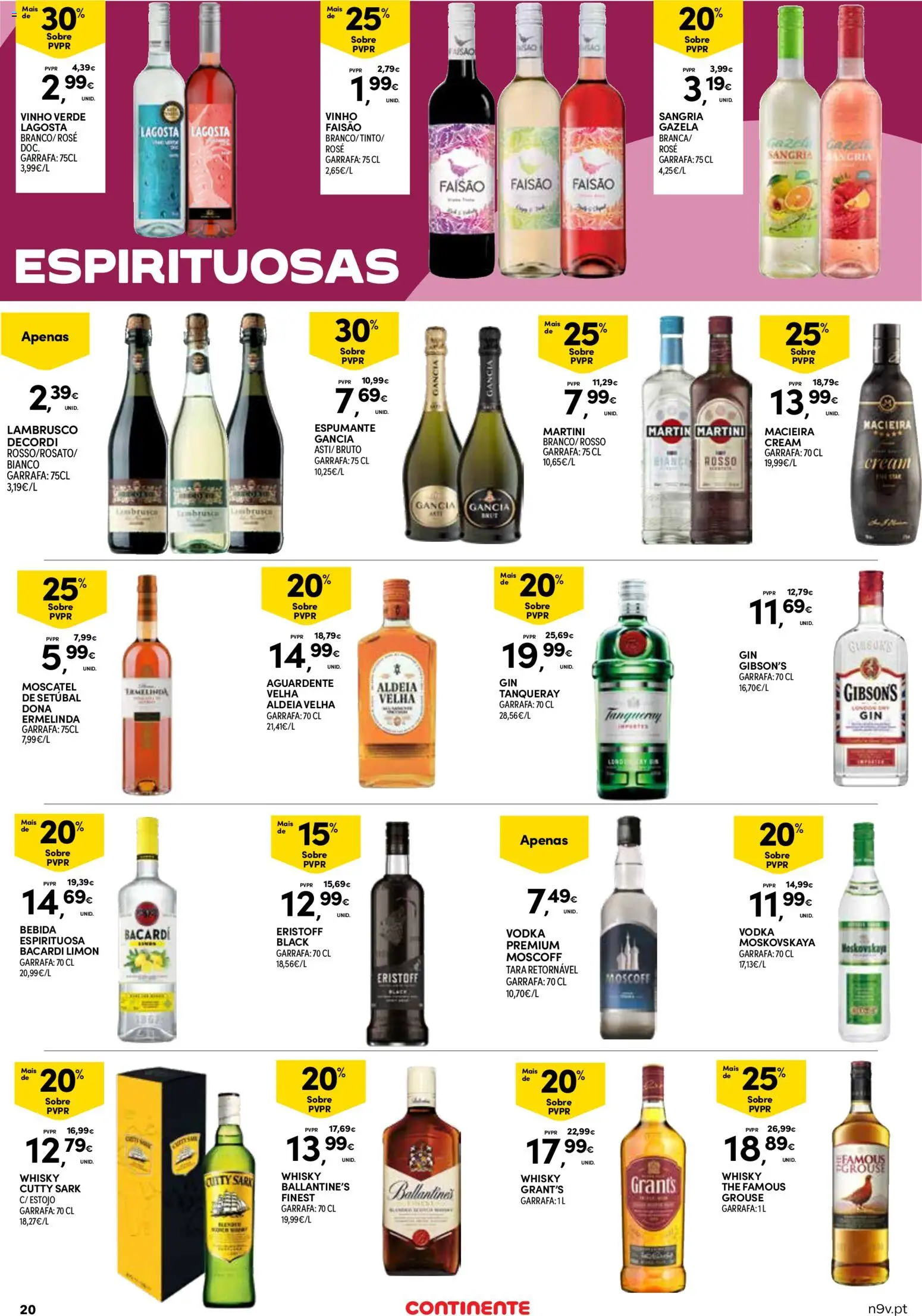 Continente Açores  │ válido de 16.04.2026 | Página: 20 | Produtos: Espumante, Vinho, Gin, Vodka