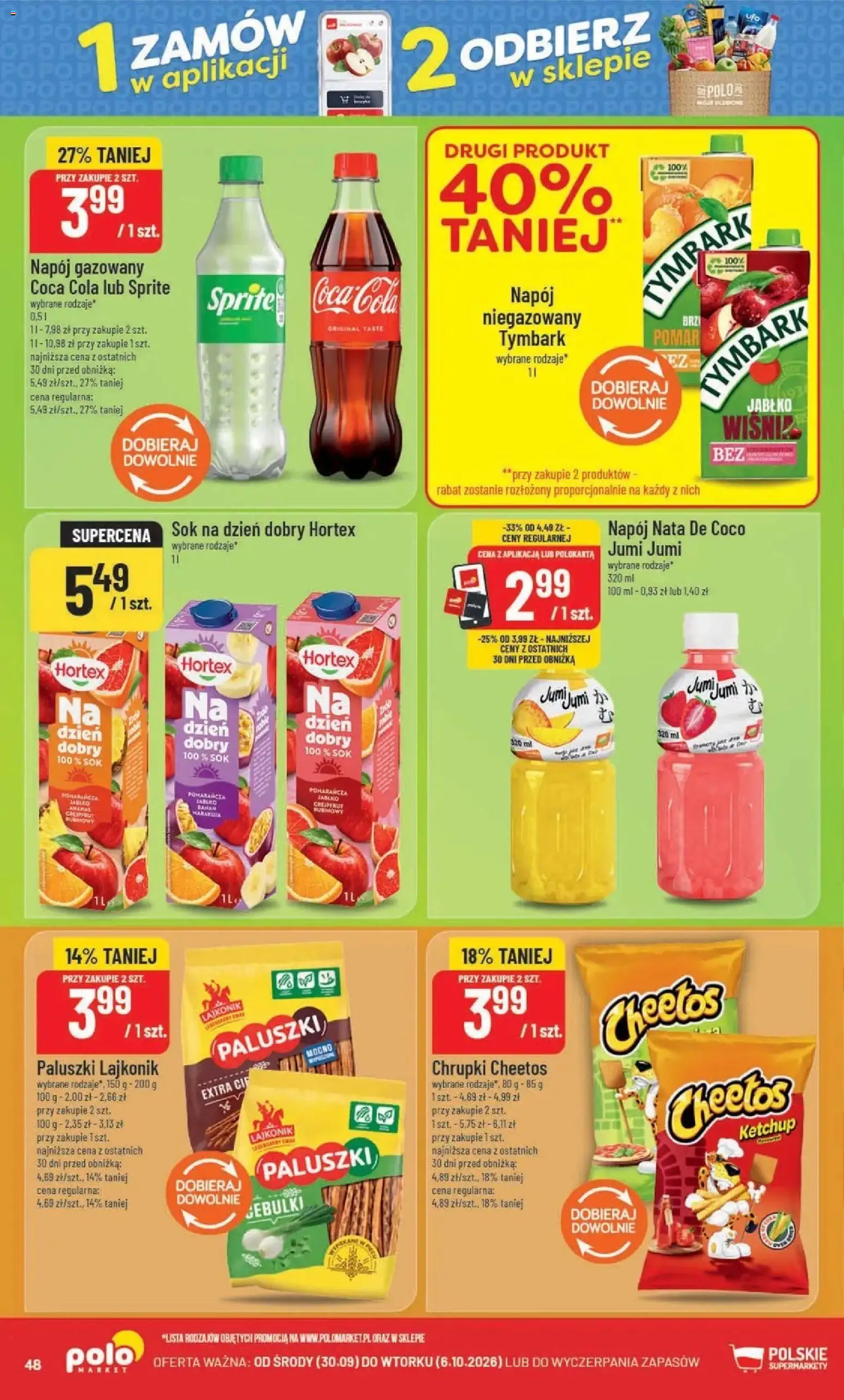 Nowa POLOmarket gazetka od jutra 30.09.2026 | Strona: 48 | Produkty: Ketchup, Coca cola, Paluszki, Sok
