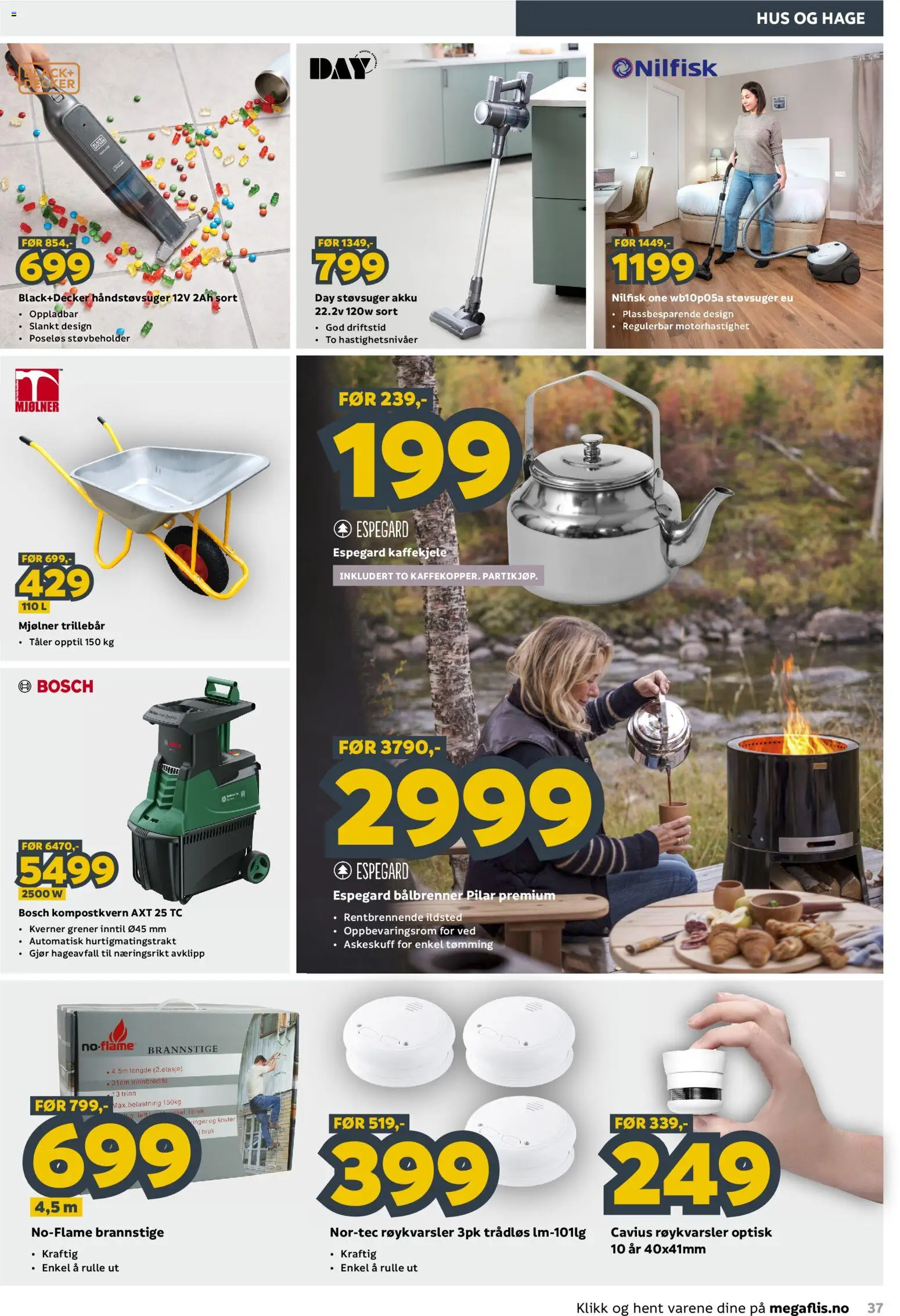 {H1} | Side: 37 | Produkter: Røykvarsler, Håndstøvsuger, Ved, Støvsuger