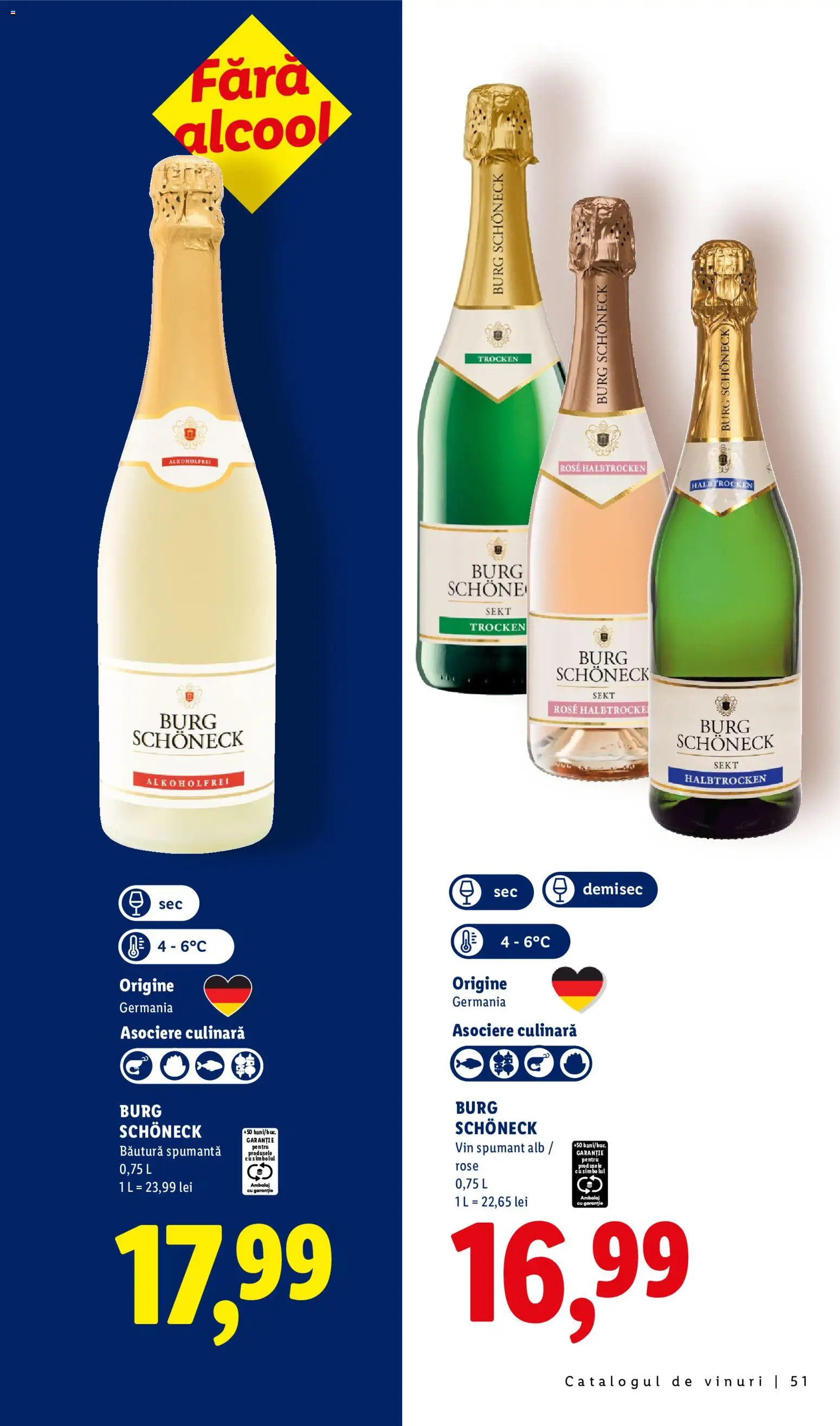 Noul catalog Lidl – valabil de la 28.09.2026 | Pagină: 51 | Produse: Vin spumant, Burg schoneck, Vin