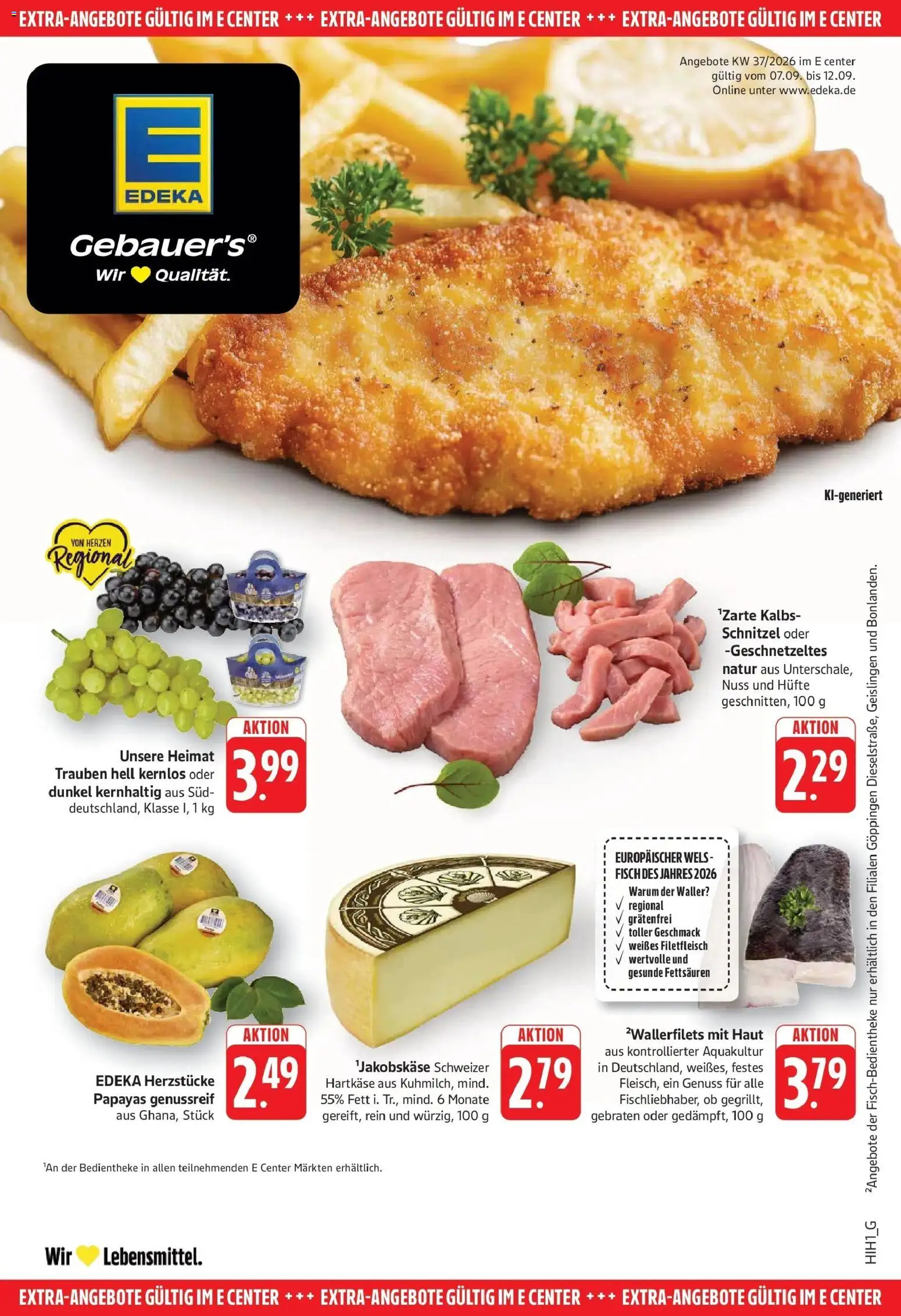 Edeka Prospekt Eislingen (ab 07.09.2026) » Angebote Online | Seite: 21 | Produkte: Trauben, Schnitzel, Fisch