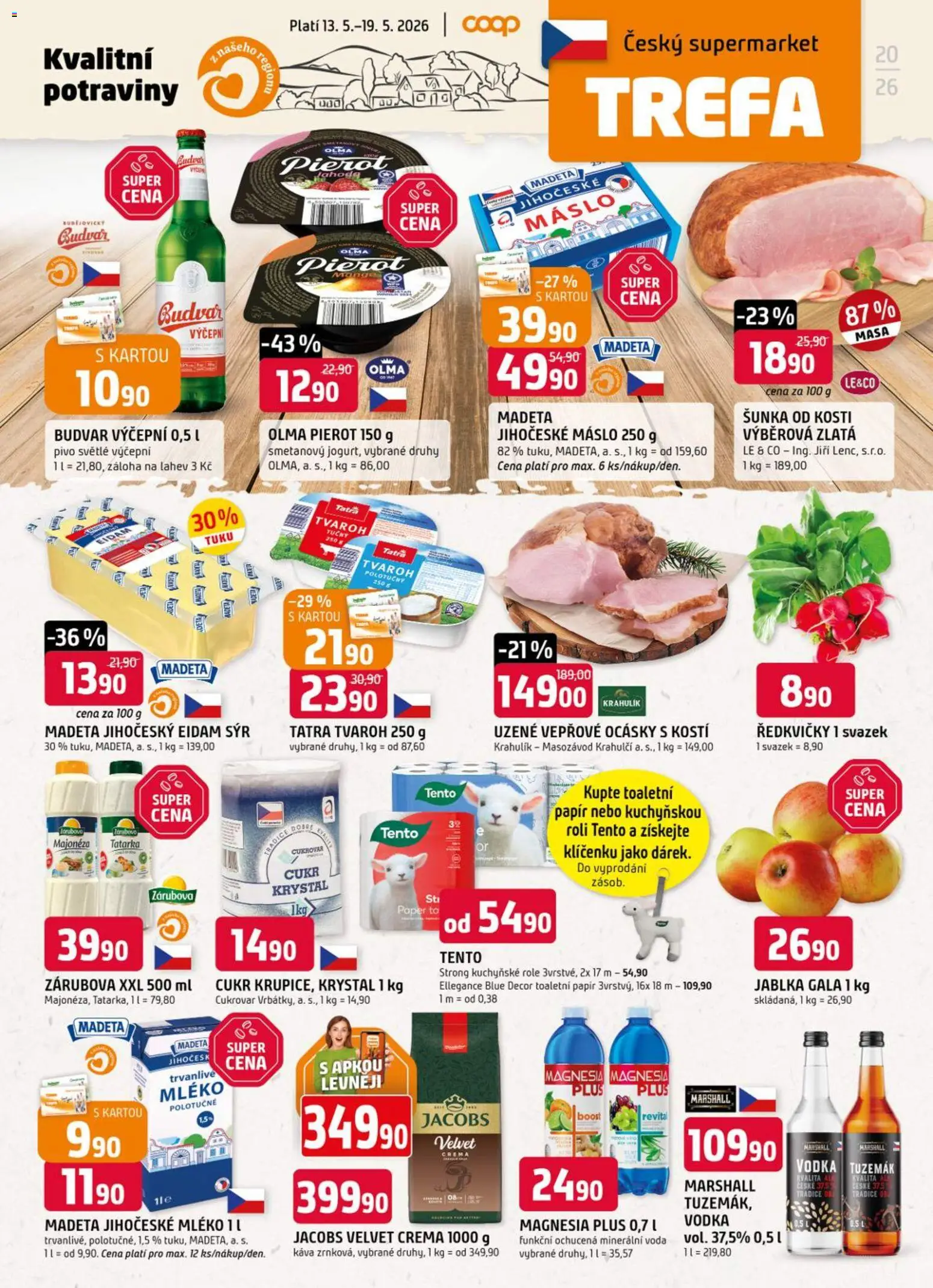 Trefa leták od 13.05.2026 | Strana: 1 | Produkty: Tvaroh, Magnesia, Potraviny, Tuzemák