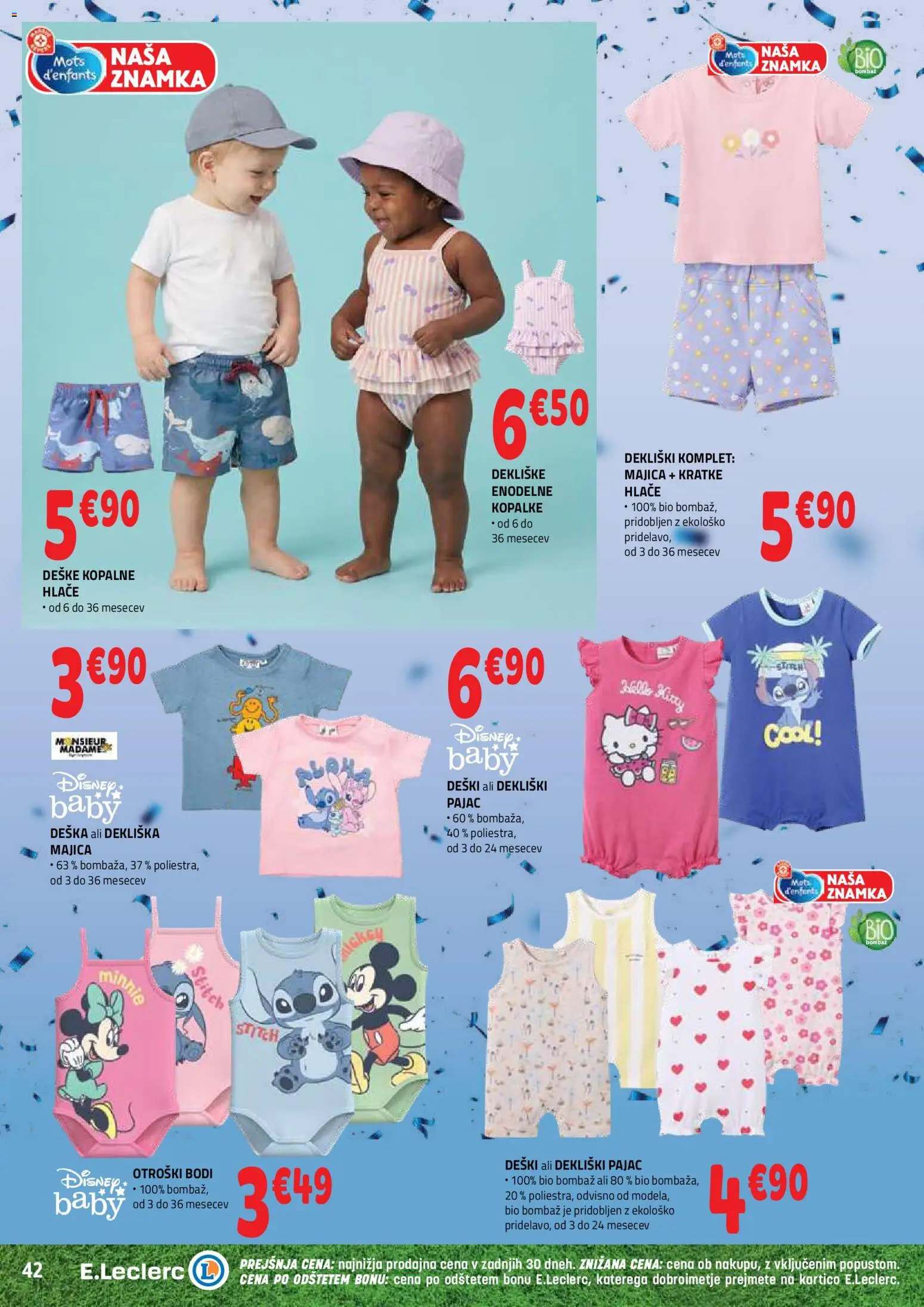 Novi E.leclerc katalog ponudbe – veljaven od 17.06.2026 | Stran: 42 | Izdelki: Majica, Hlace, Kopalke