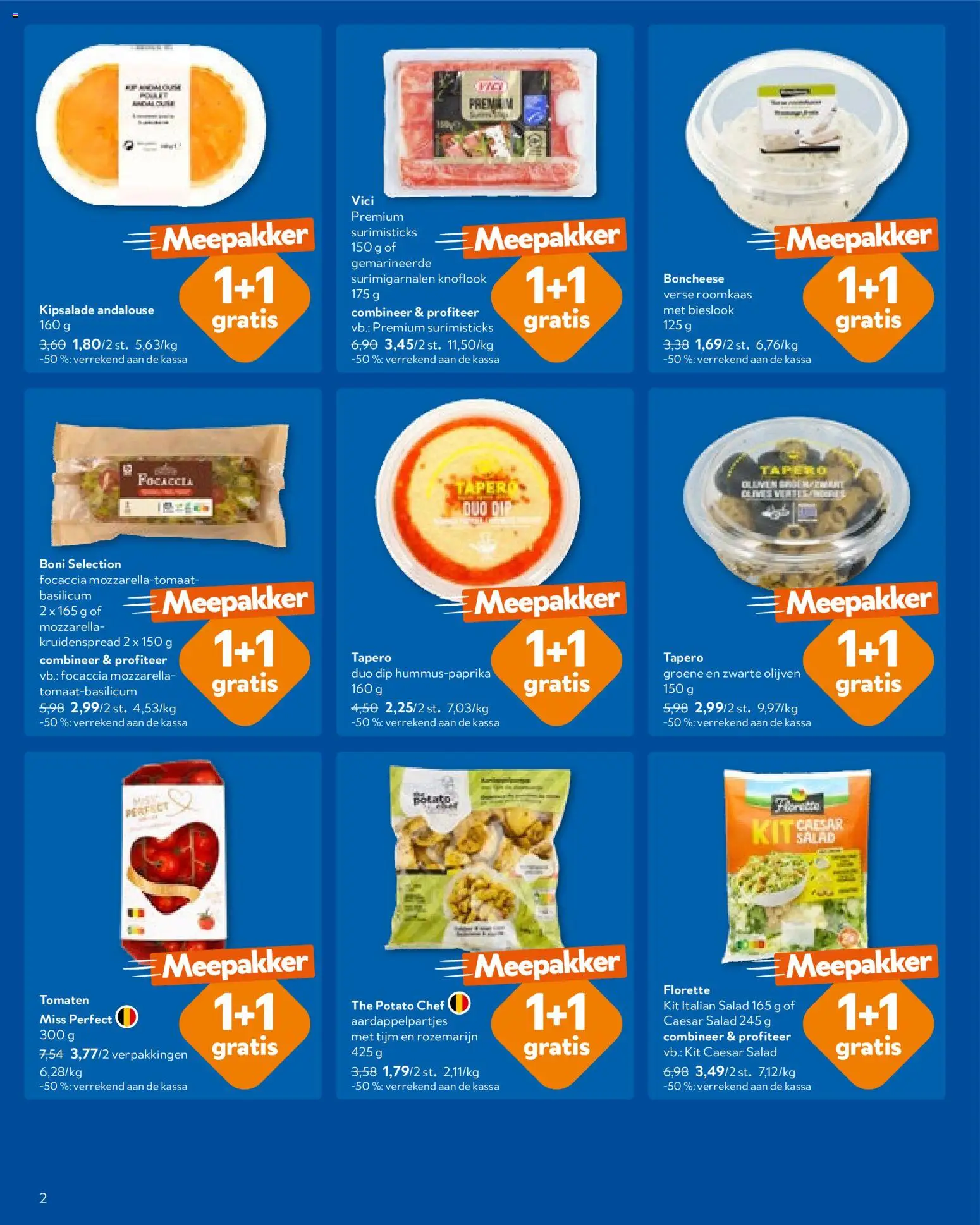 {H1} | Pagina: 2 | Producten: Tomaten, Roomkaas, Dip, Olijven