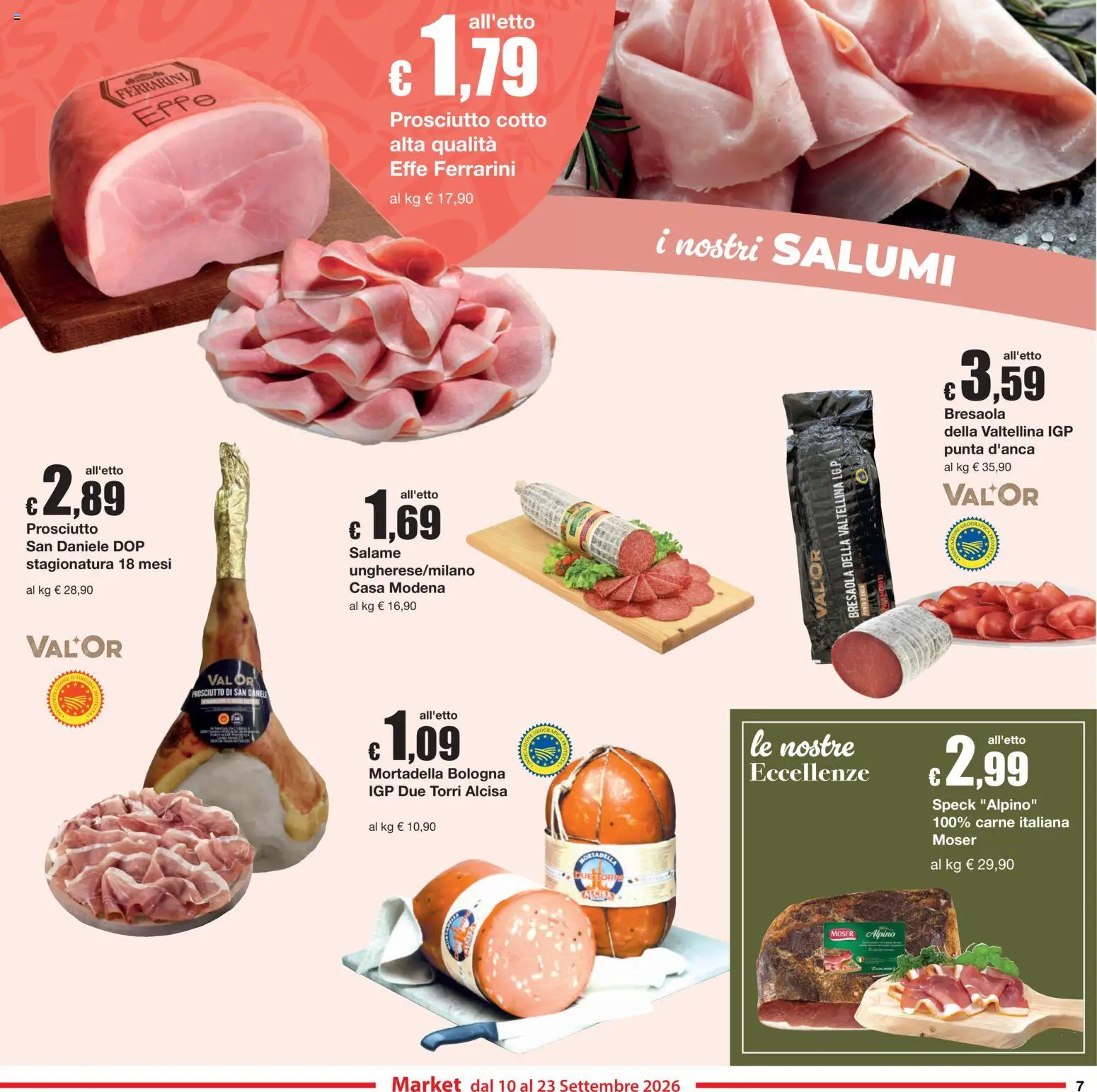 Volantino Sì con Te del 10/09/2026 | Pagina: 7 | Prodotti: Prosciutto Cotto, Salame, Prosciutto, Mortadella
