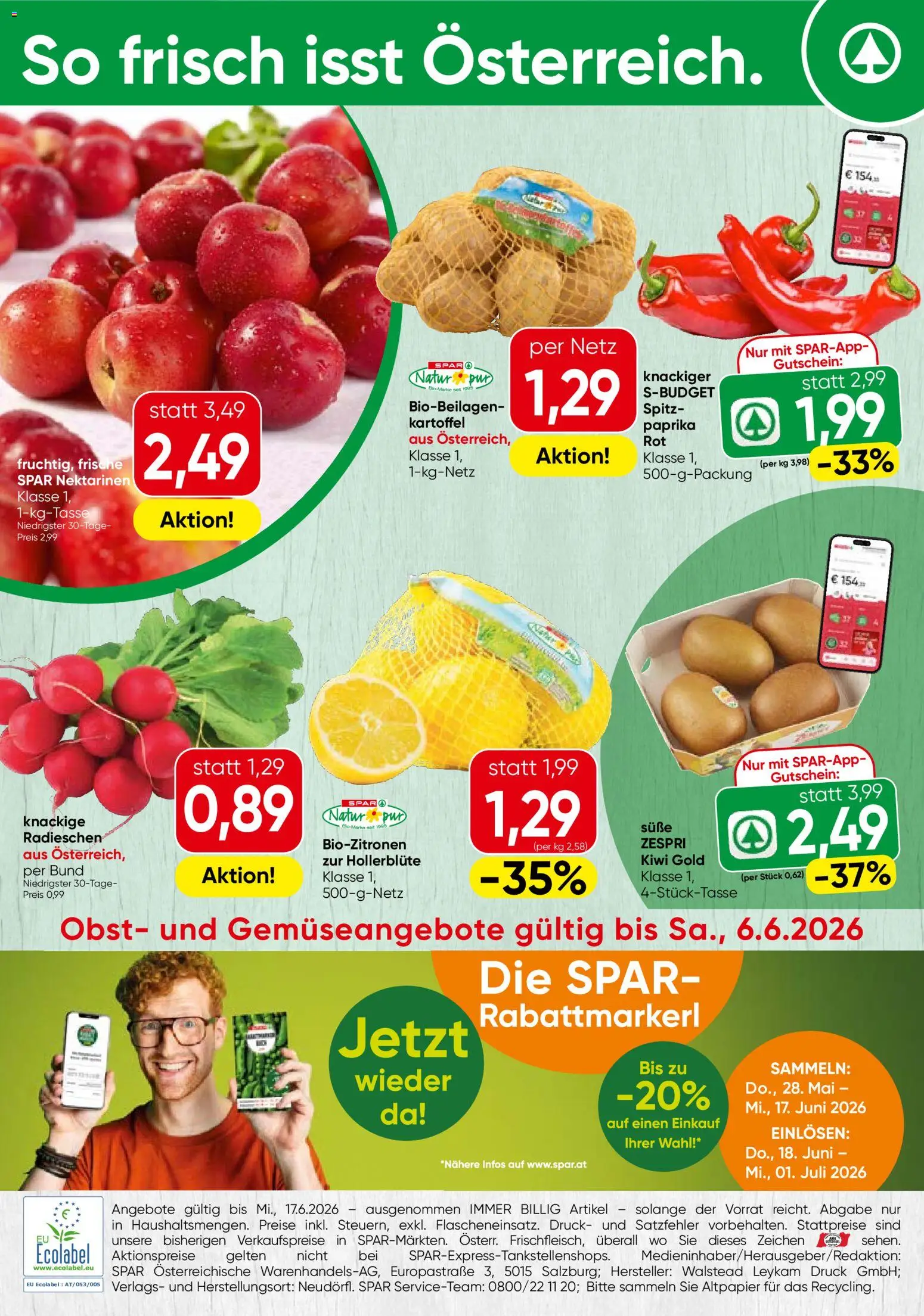 Spar Obst & Gemüse gültig ab 01.06.2026 | Seite: 1 | Produkte: Kiwi, Obst
